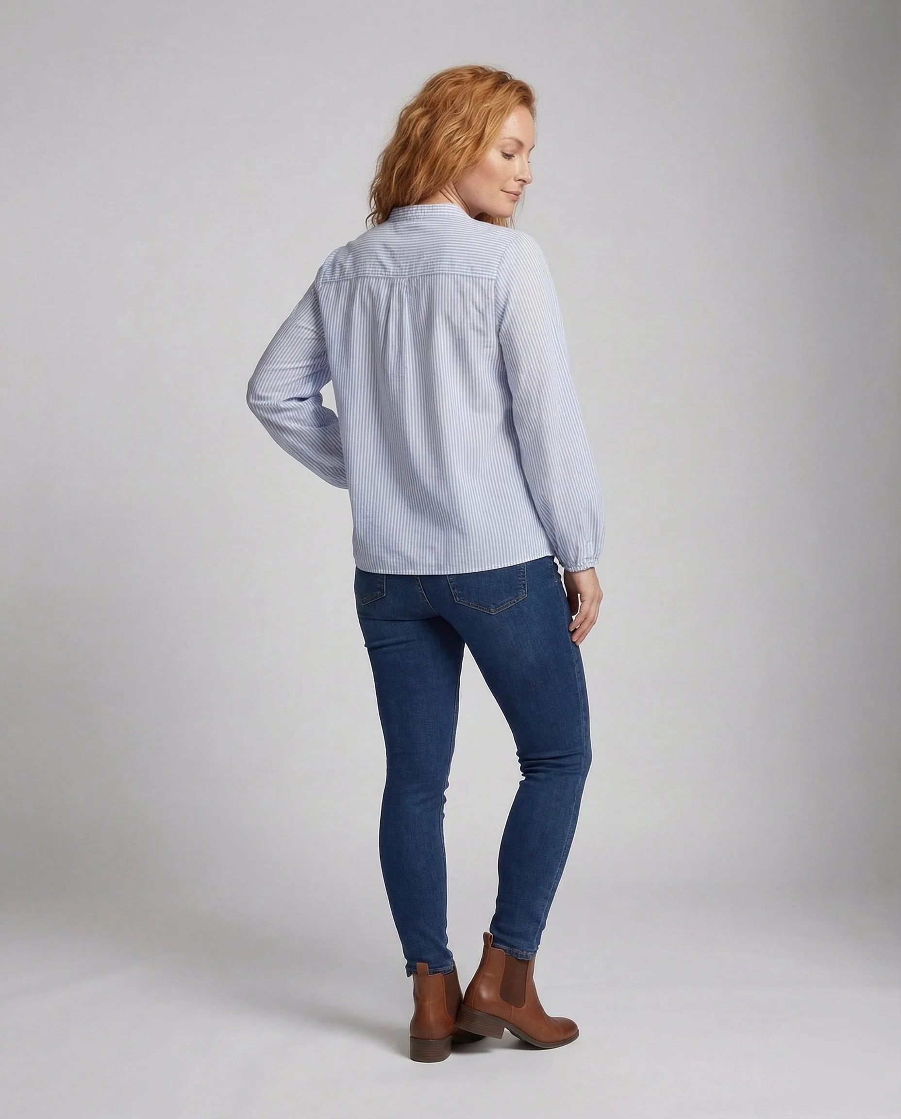 Damen Chiffonbluse mit Stehkragen - Image 4
