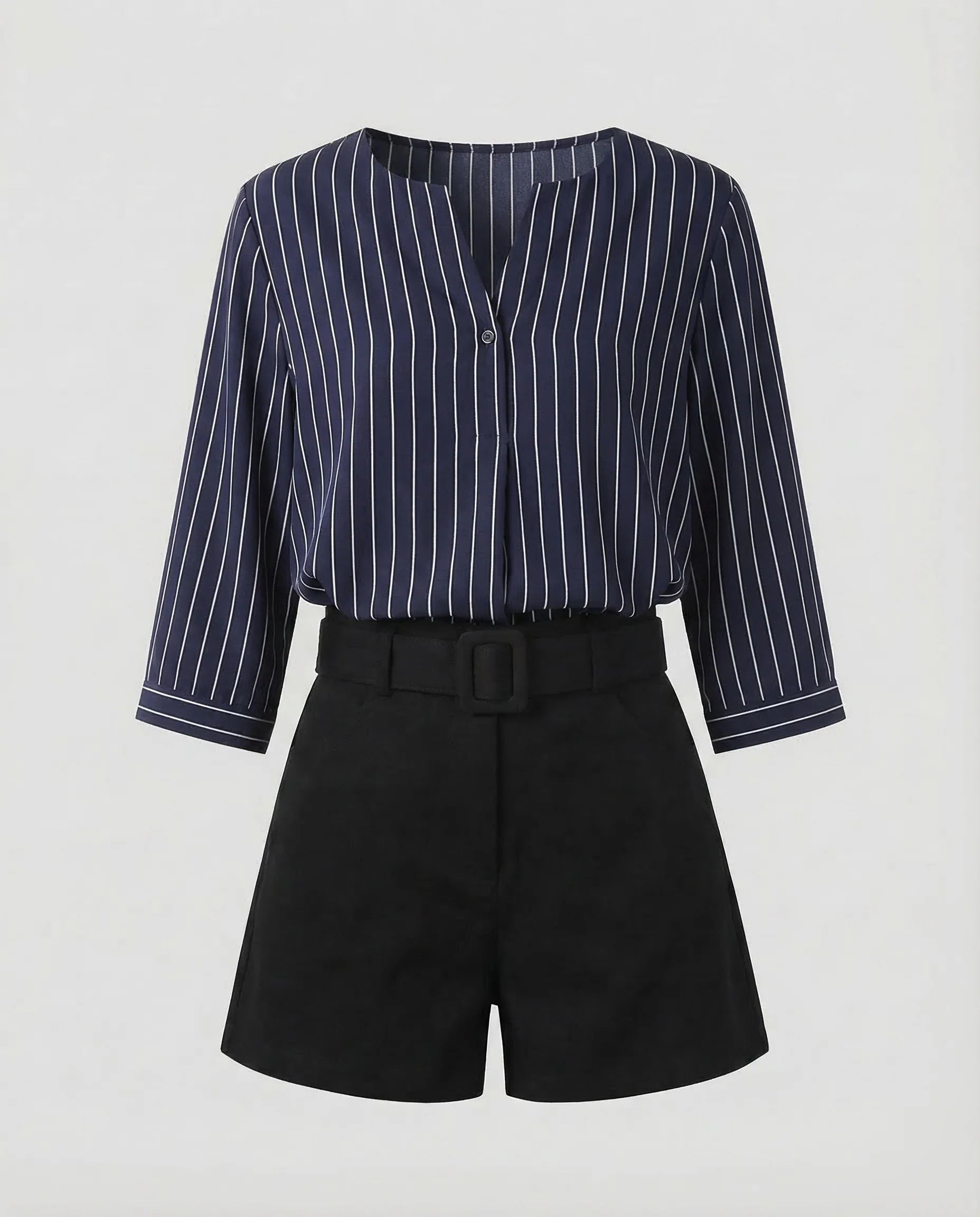 Damen Viskosebluse Streifen V Ausschnitt - Image 6