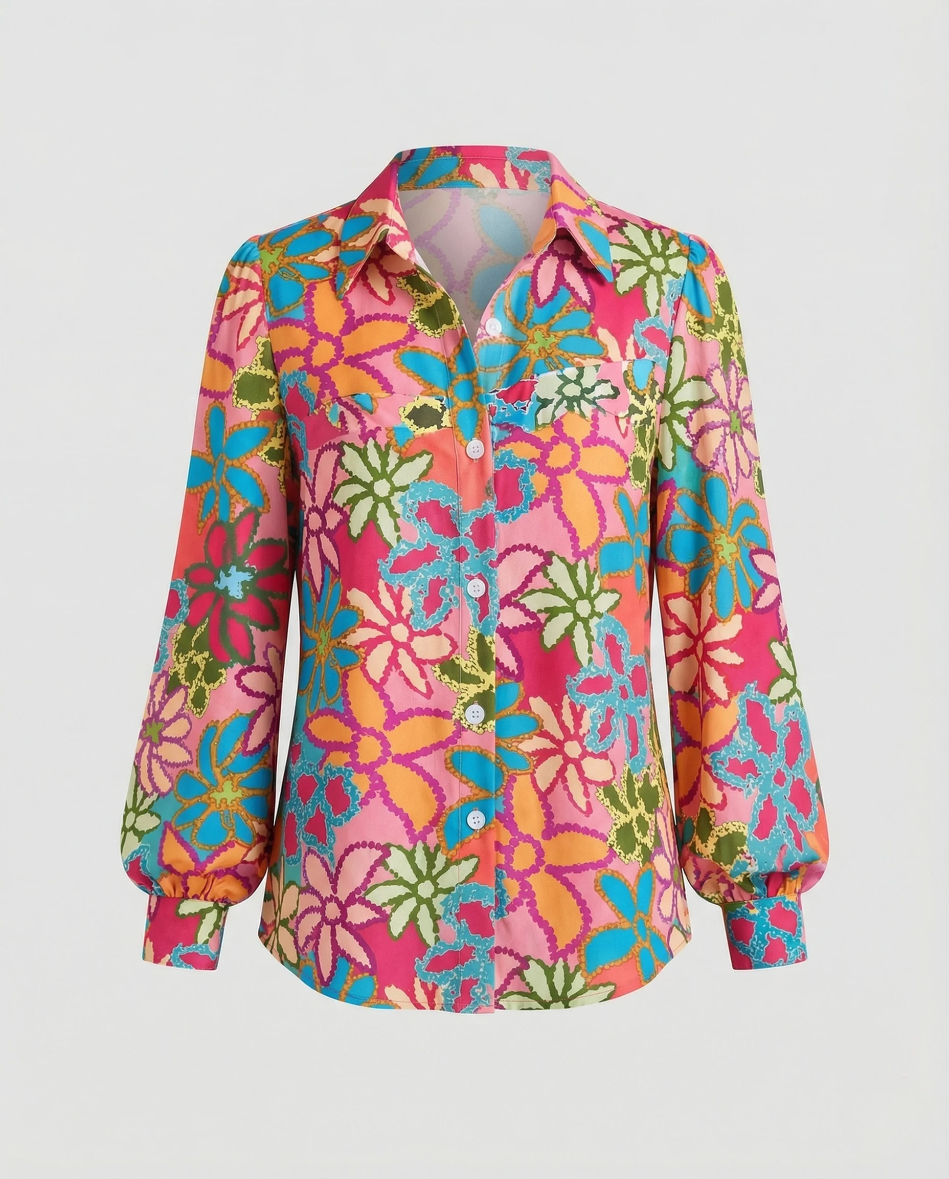 Damen Hemdbluse Blumenprint leicht - Image 5