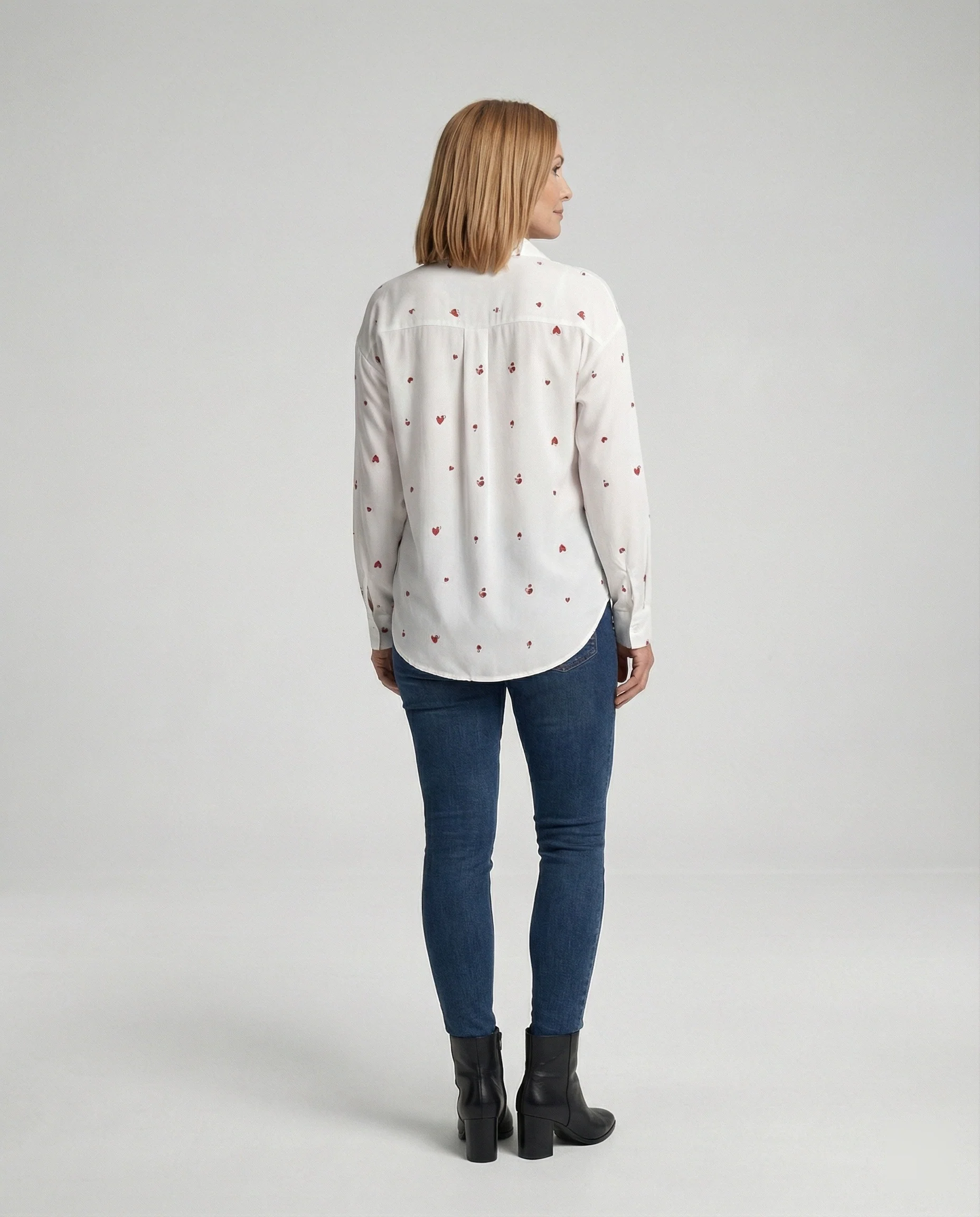 Damen Hemdbluse Herz Print leicht - Image 2