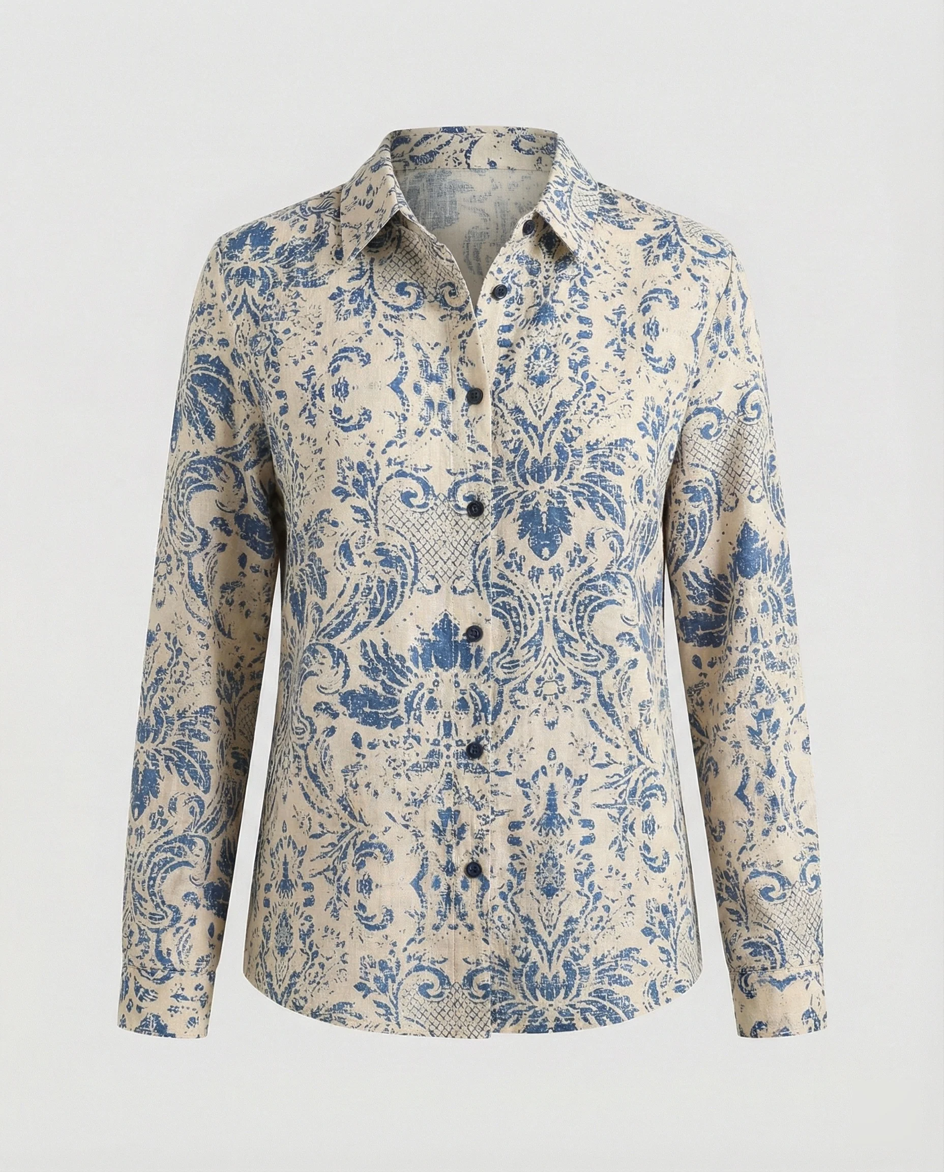 Leichte Hemdbluse Damen Aquarell Blumen - Image 5