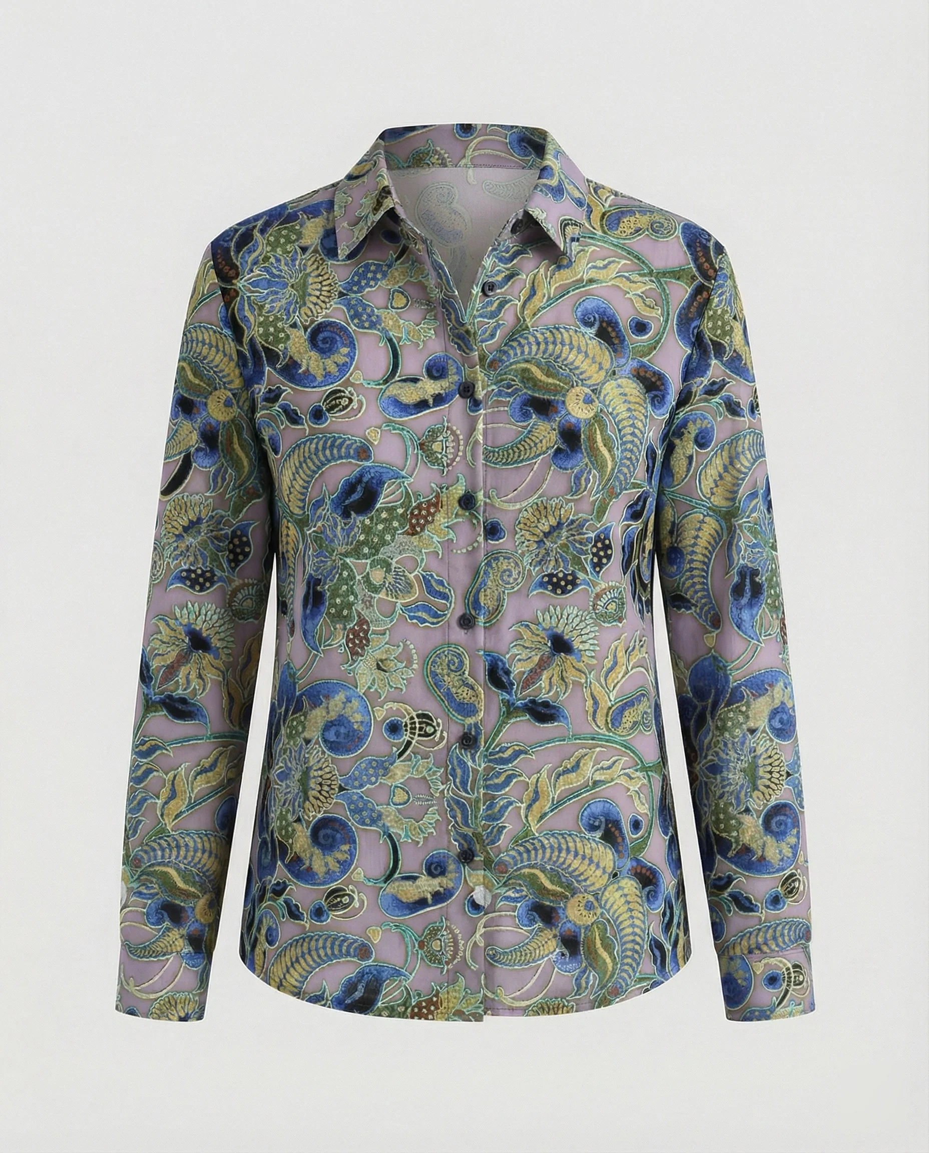 Leichte Hemdbluse Damen Aquarell Blumen - Image 6
