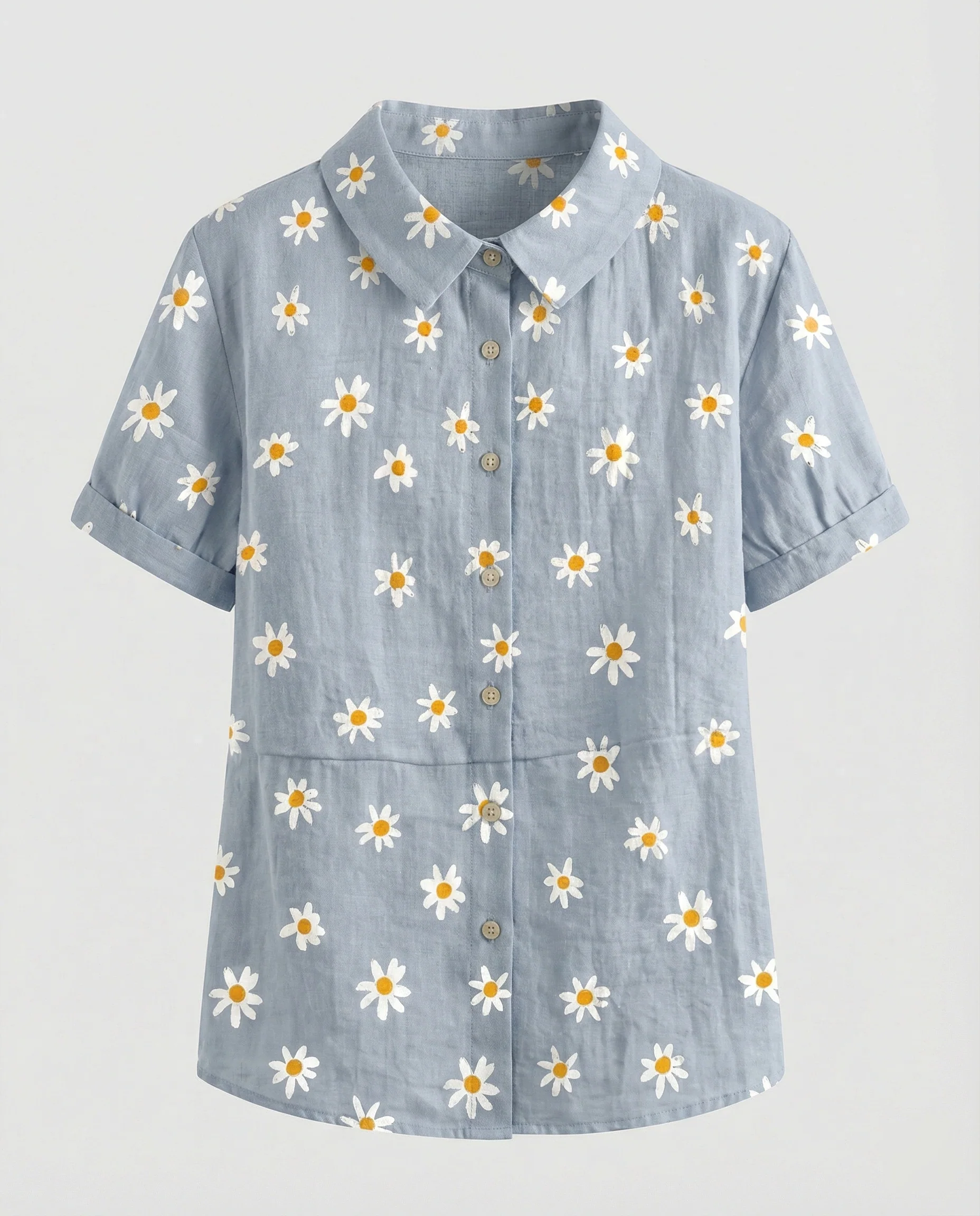 Damen Bluse Leinen Peter Pan Kragen - Image 13
