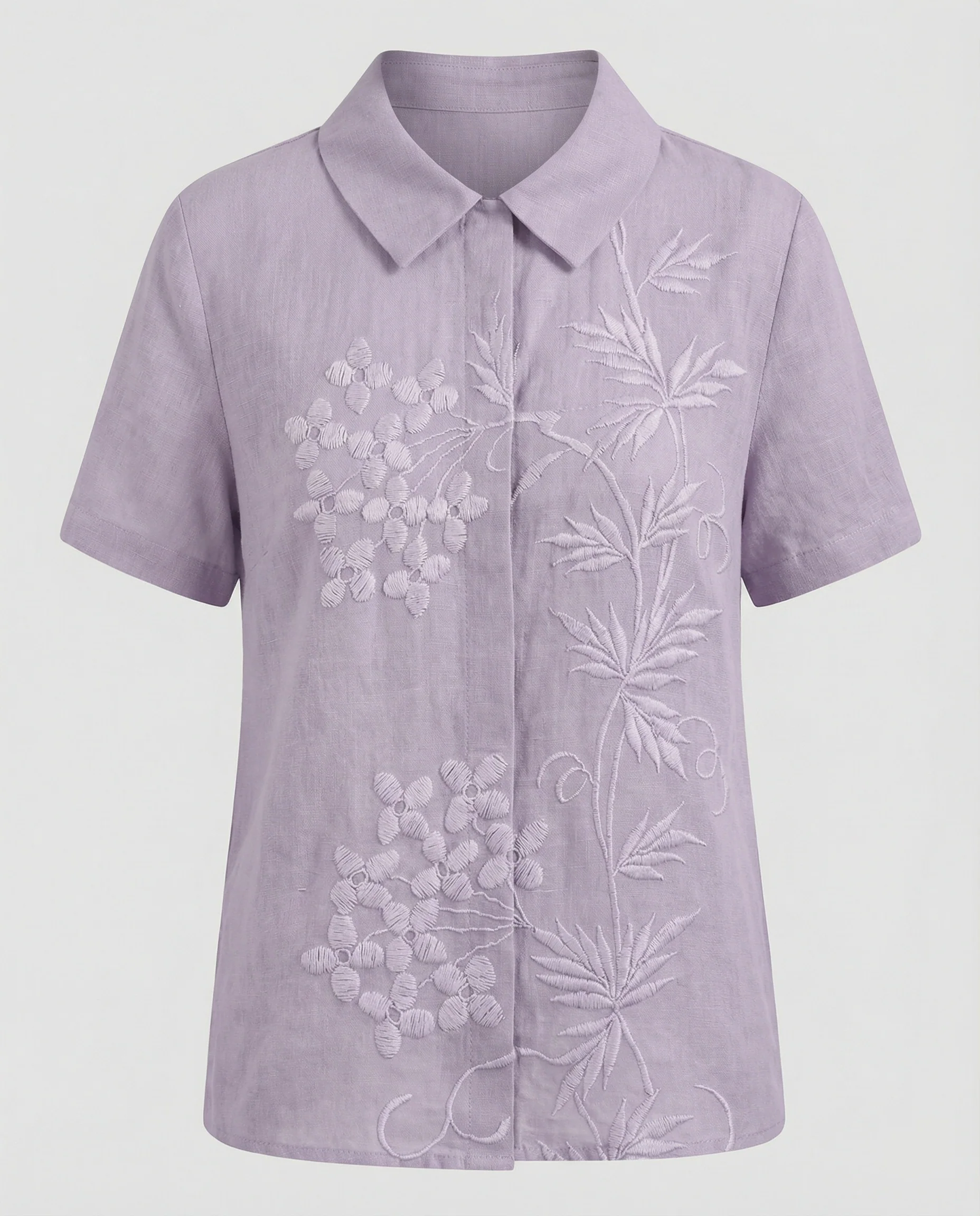 Damen Bluse Leinen Peter Pan Kragen - Image 21
