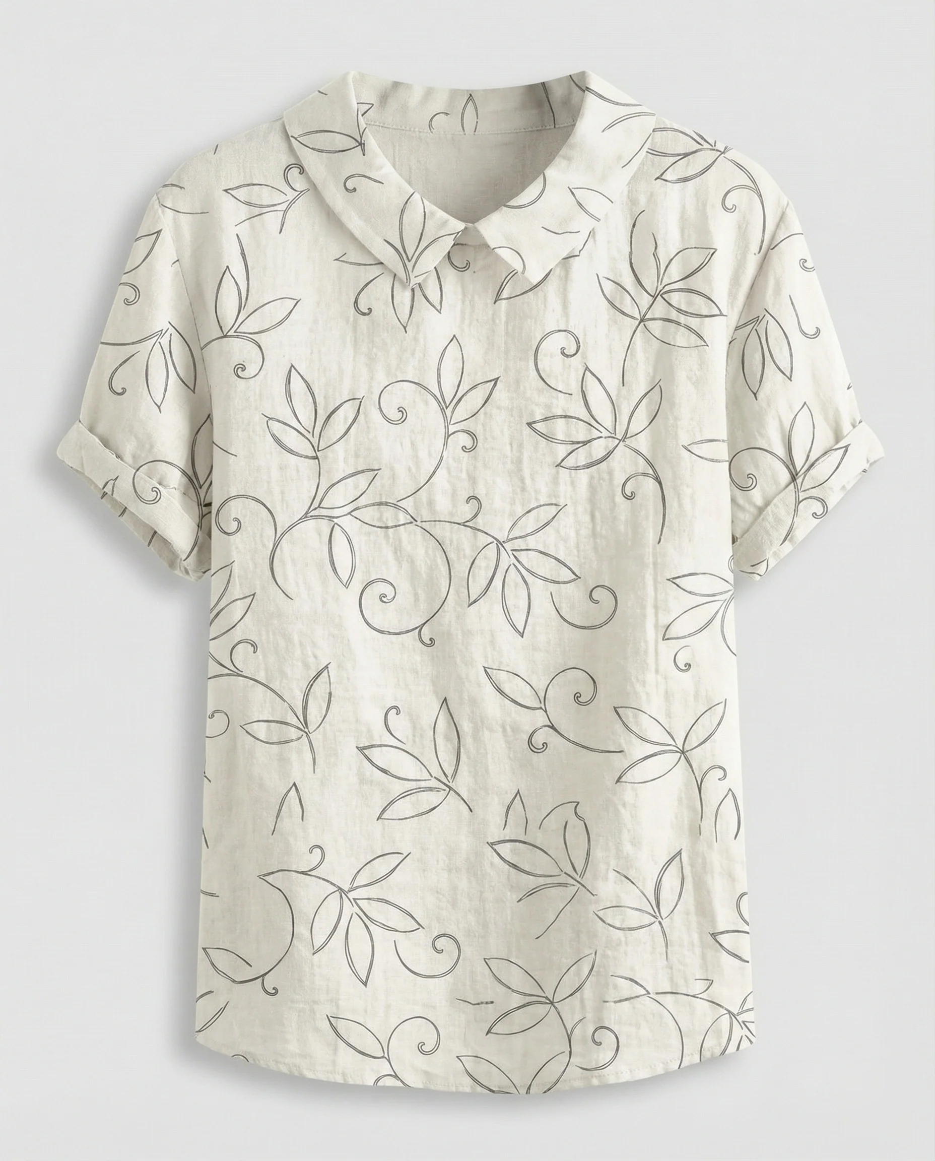 Damen Bluse Leinen Peter Pan Kragen - Image 25