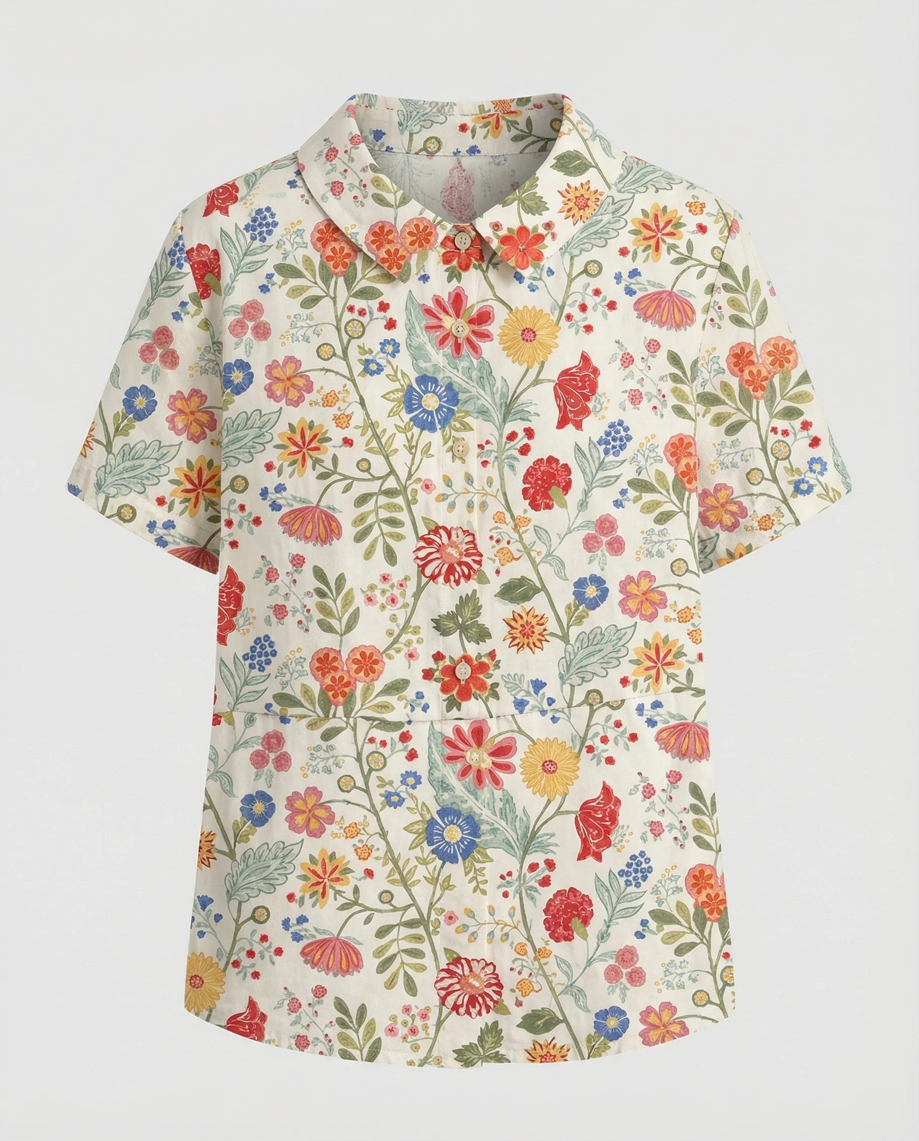 Damen Bluse Leinen Peter Pan Kragen - Image 3