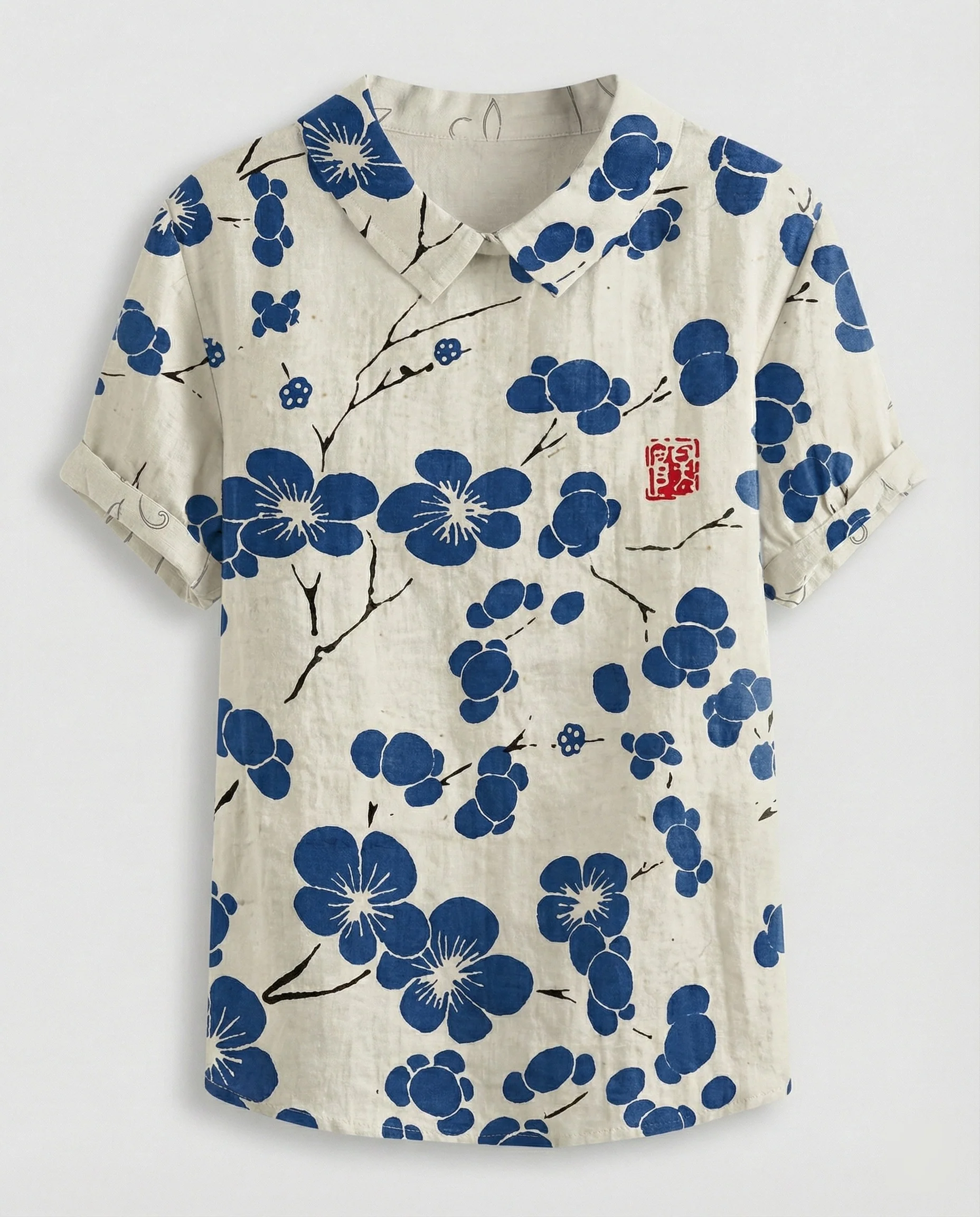 Damen Bluse Leinen Peter Pan Kragen - Image 31