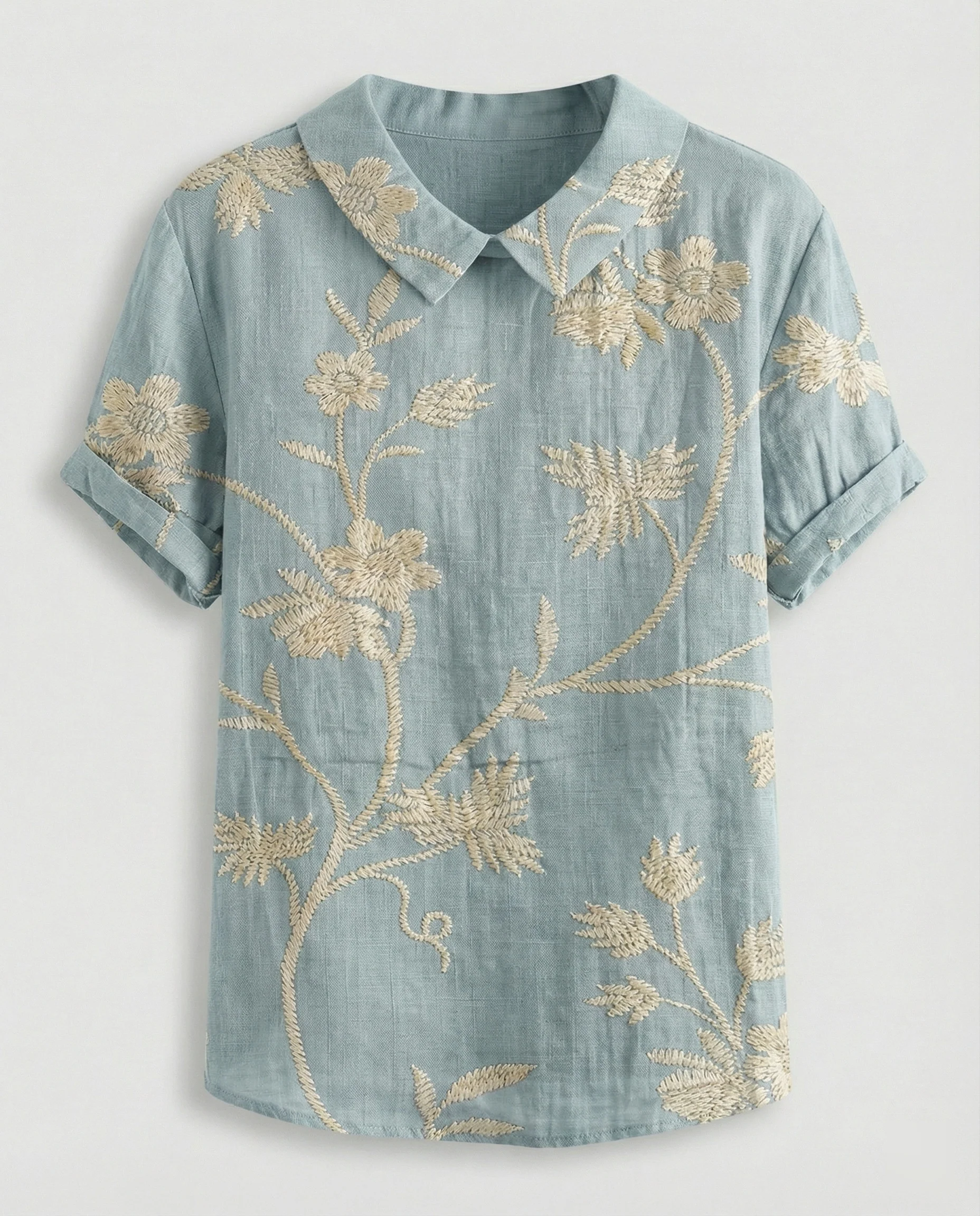 Damen Bluse Leinen Peter Pan Kragen - Image 34
