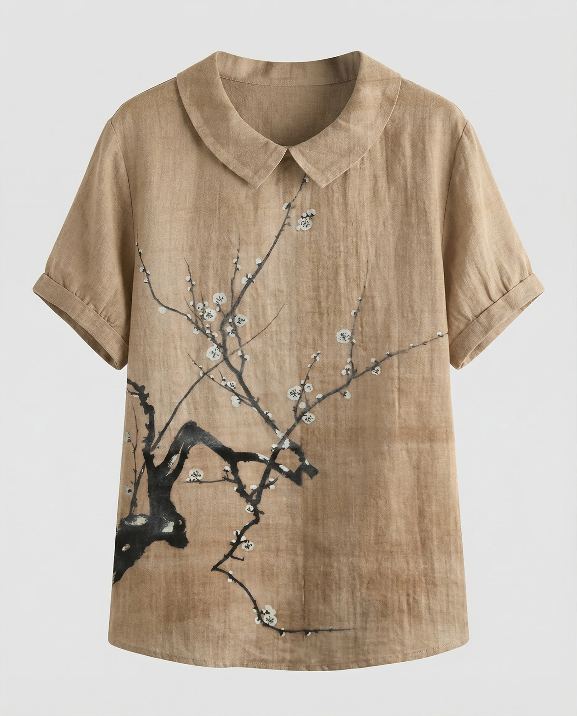 Damen Bluse Leinen Peter Pan Kragen - Image 36