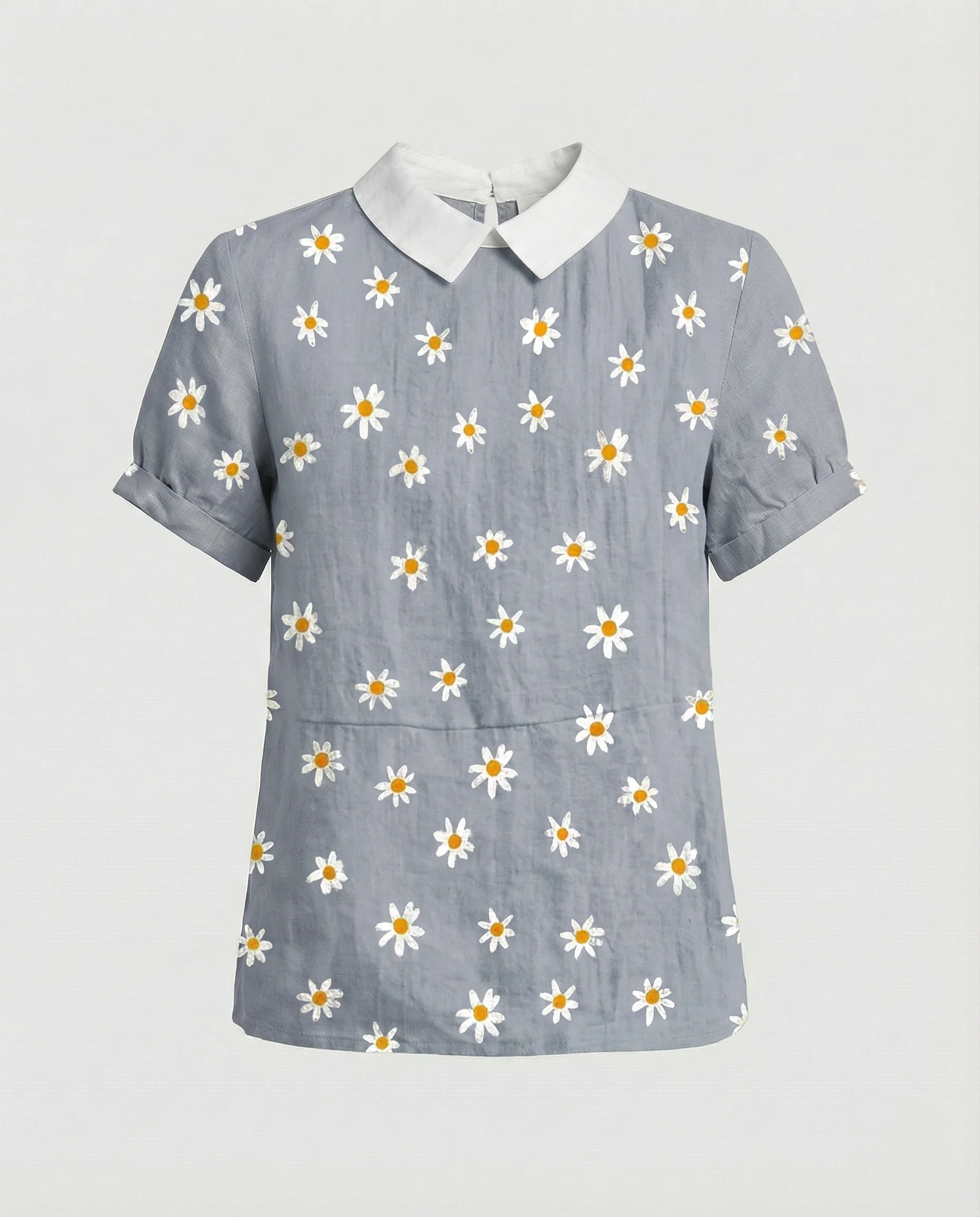 Damen Bluse Leinen Peter Pan Kragen - Image 44