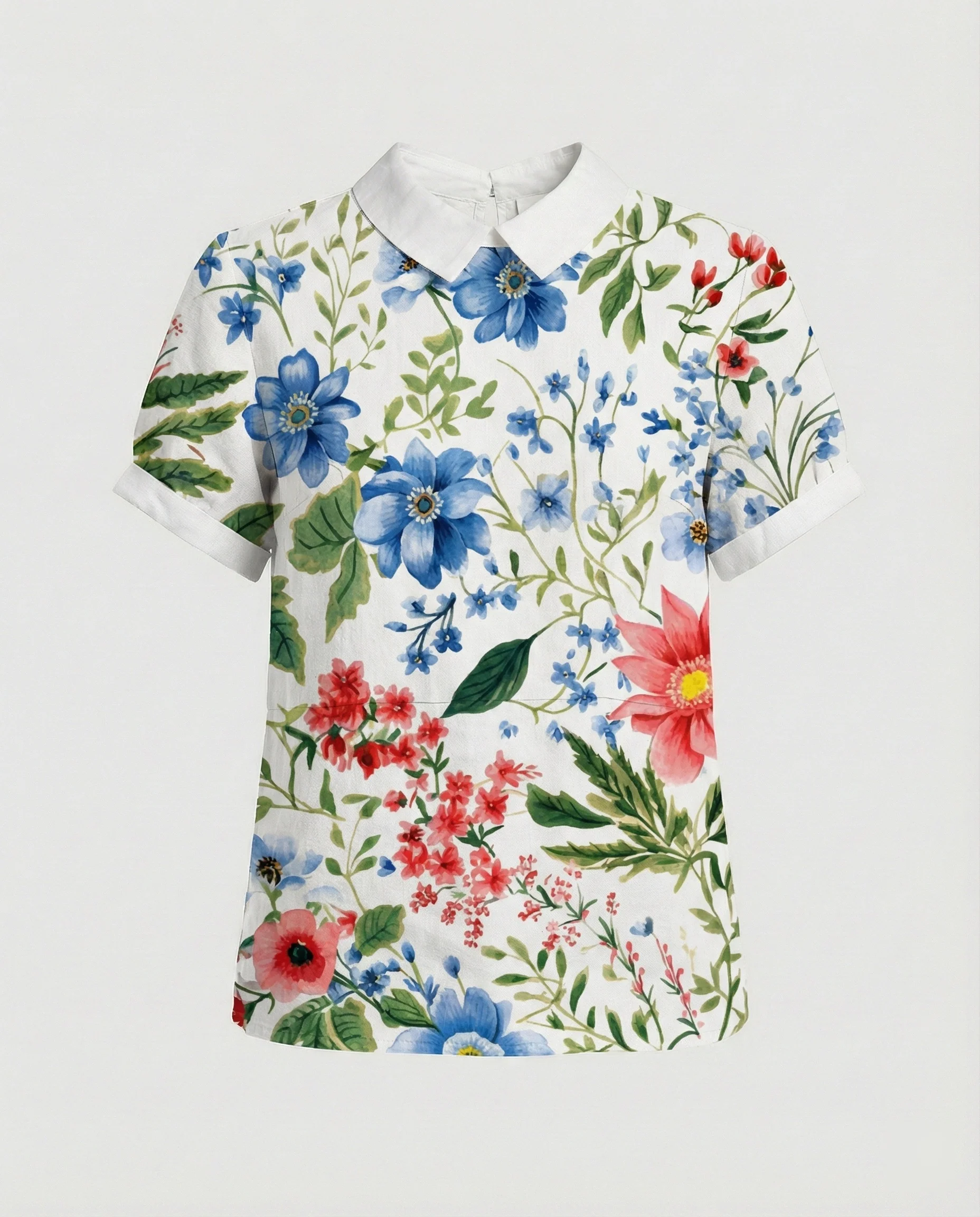 Damen Bluse Leinen Peter Pan Kragen - Image 46