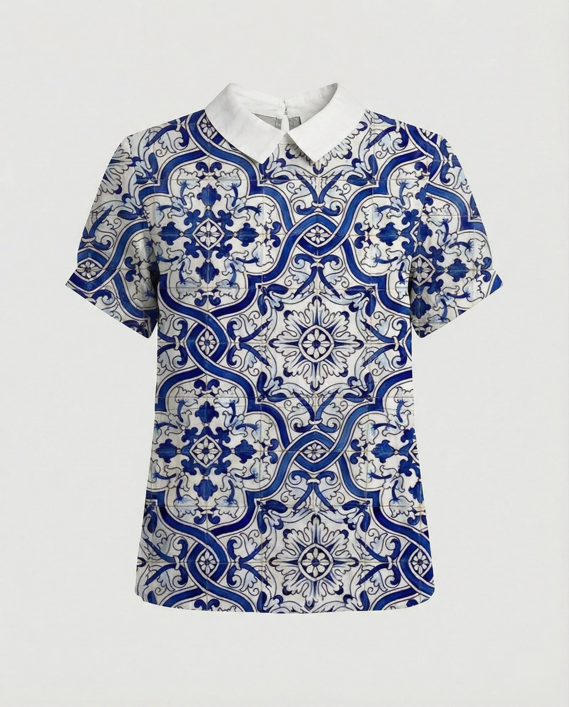 Damen Bluse Leinen Peter Pan Kragen - Image 49