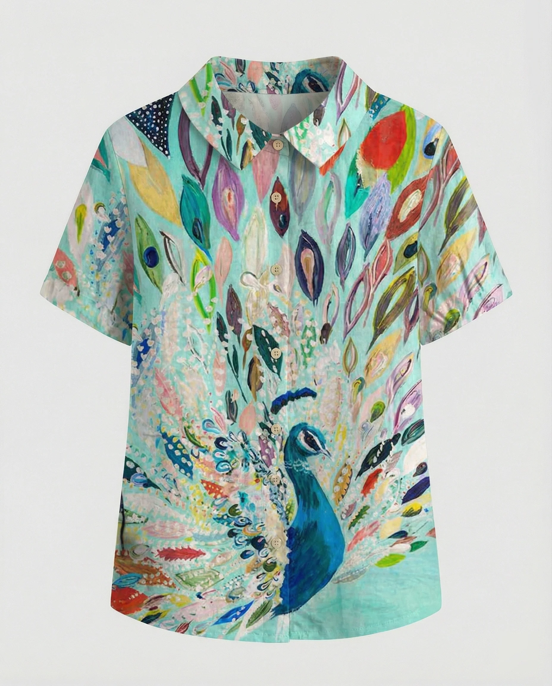 Damen Bluse Leinen Peter Pan Kragen - Image 7
