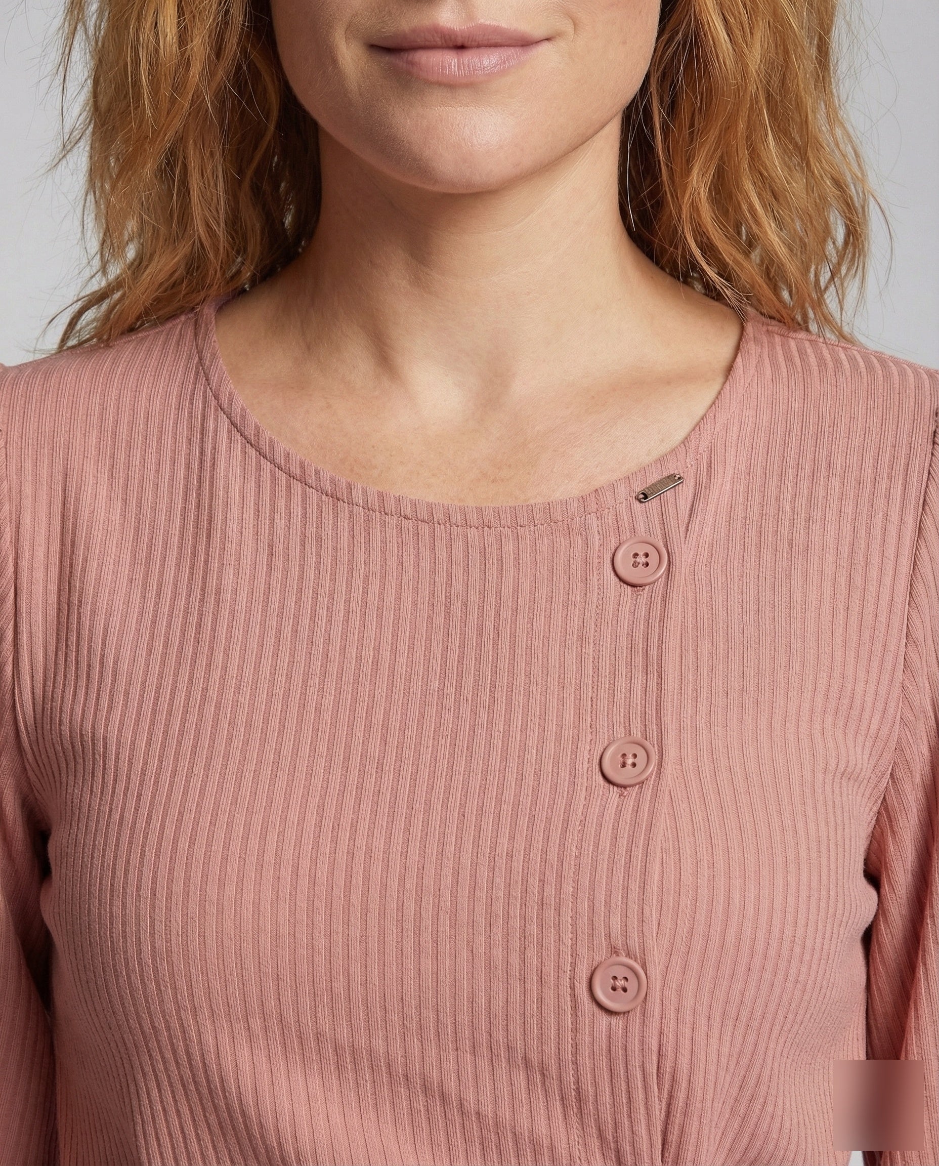 Damen Leinenmix Bluse mit Asymmetrischer Knopfleiste - Image 3