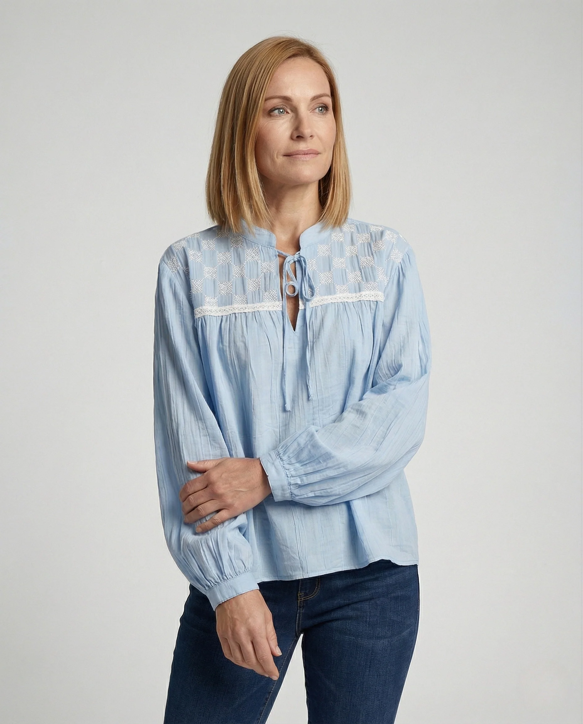 Bluse Damen Oversize Bestickt - Image 2