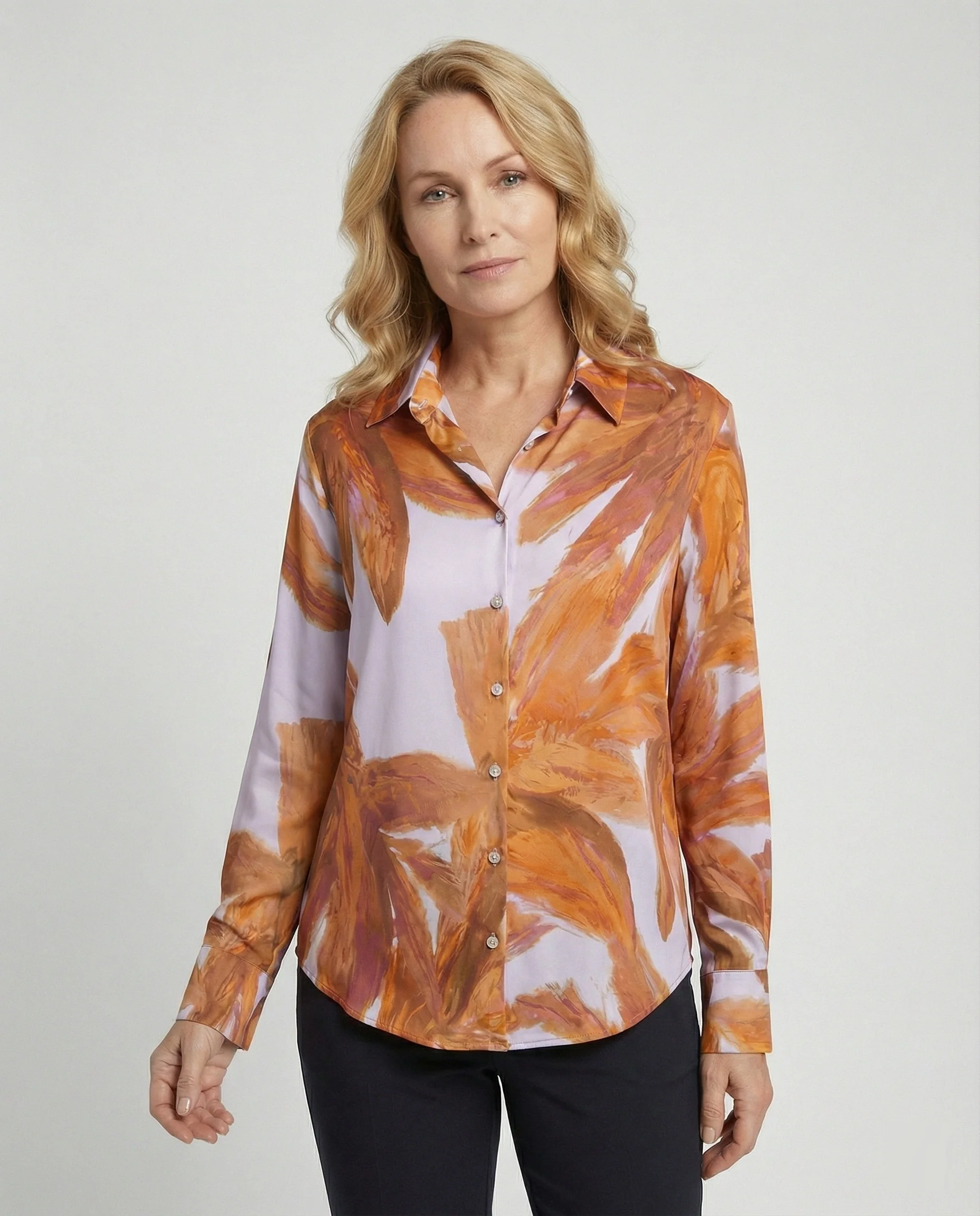Satinbluse Mit Pinselprint Damen - Image 3