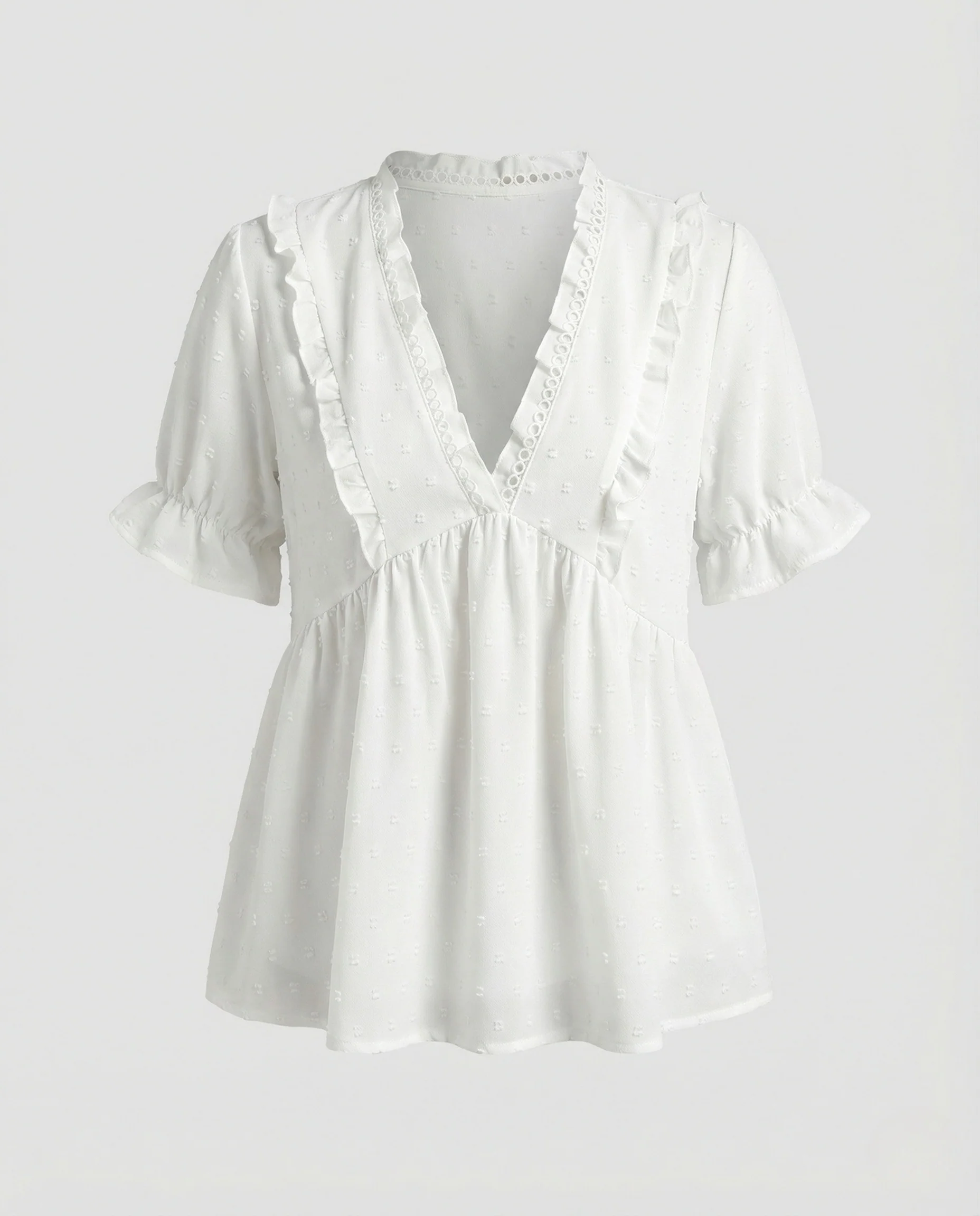 Bluse Damen V-Ausschnitt Rüschen - Image 5