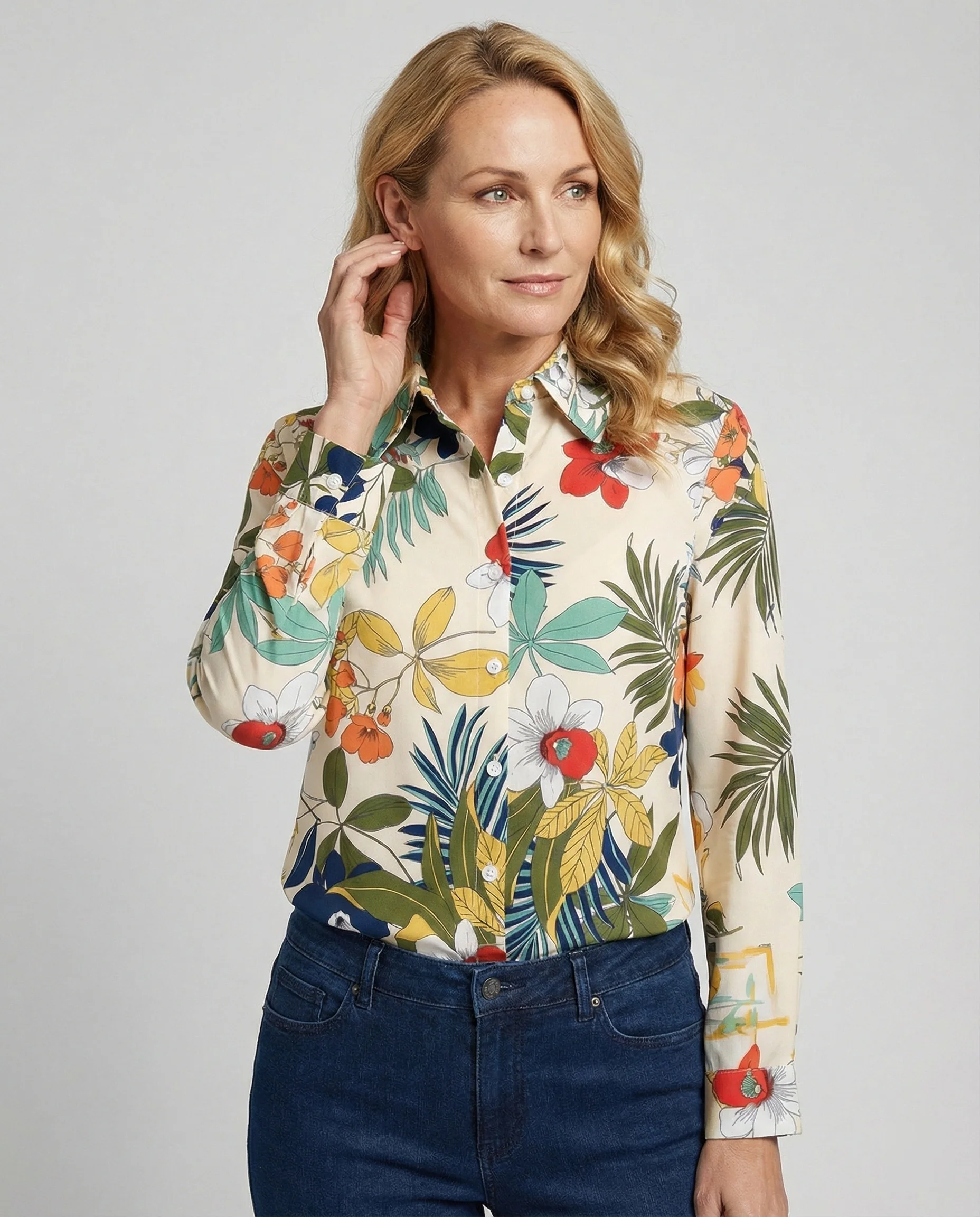 Damen Bluse Floral Viskose - Image 5