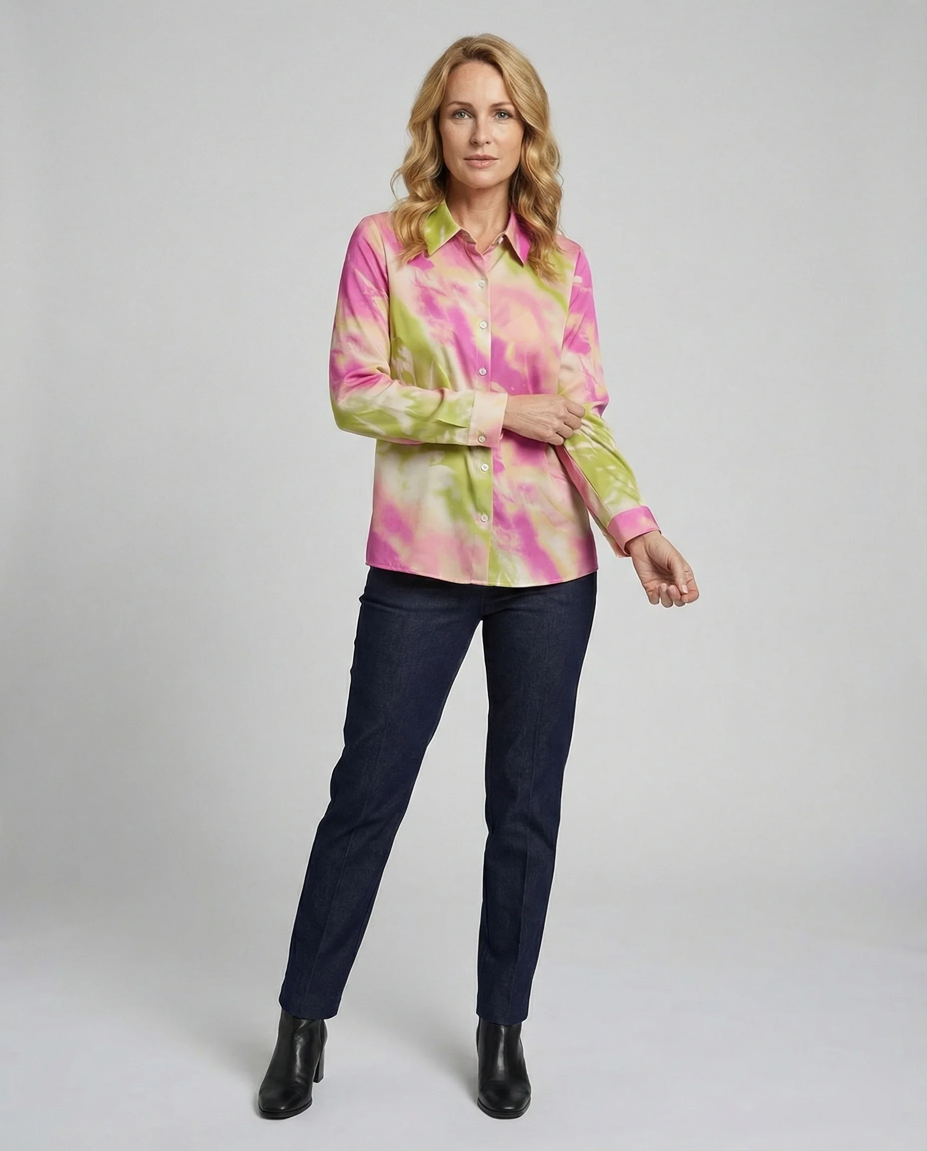 Damen Blusentop Viskose Batik mit Kentkragen - Image 2