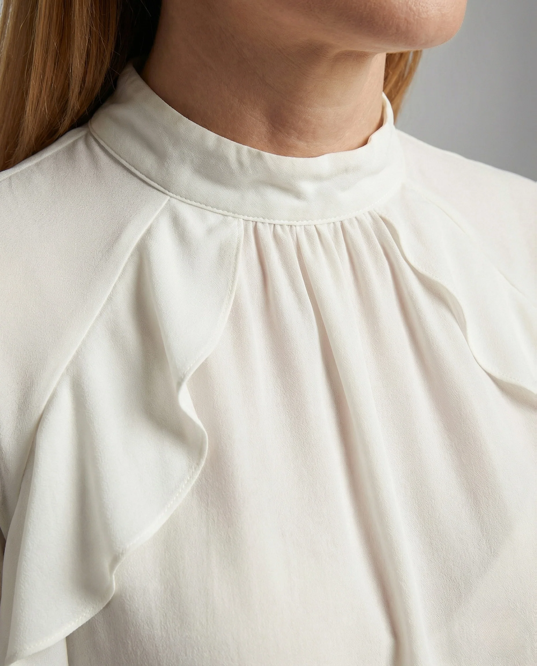Bluse Damen Volant Stehkragen - Image 3