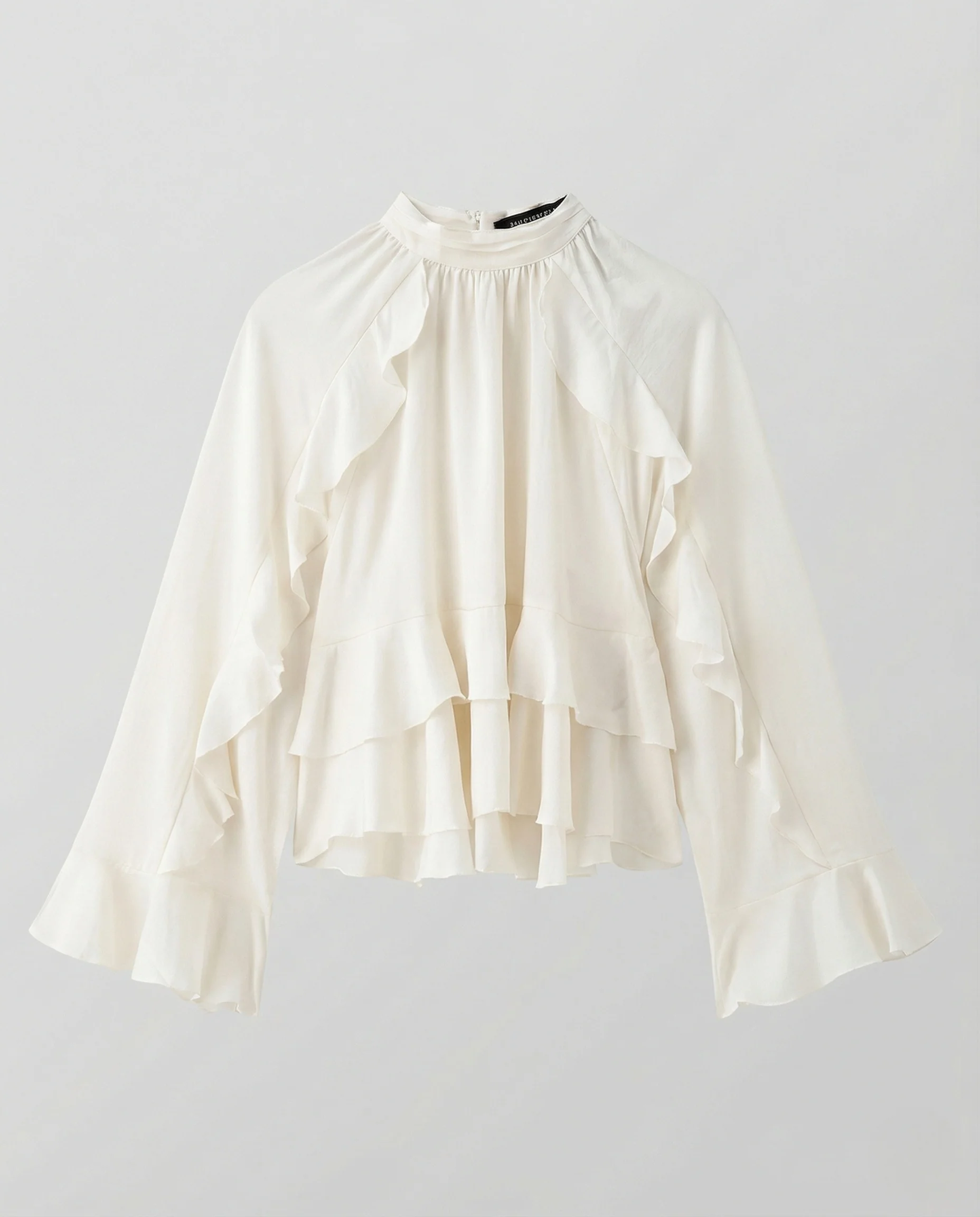 Bluse Damen Volant Stehkragen - Image 4