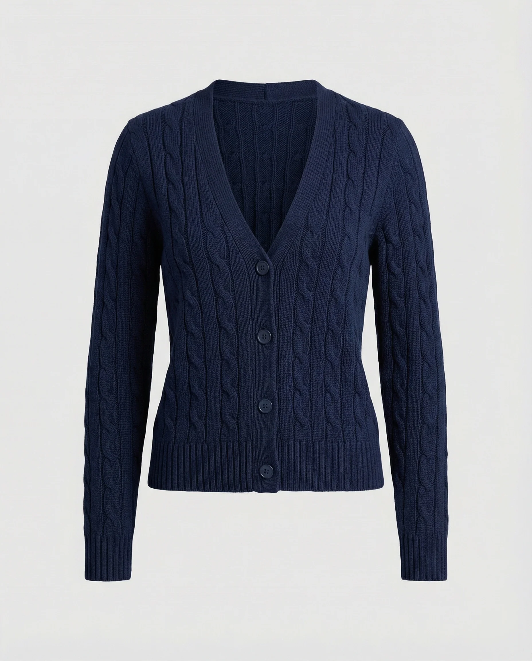Leichter Baumwollmix-Cardigan mit dezenter Zopfstruktur Rundhalsausschnitt und tonaler Knopfleiste Heidi-Mode - Image 3