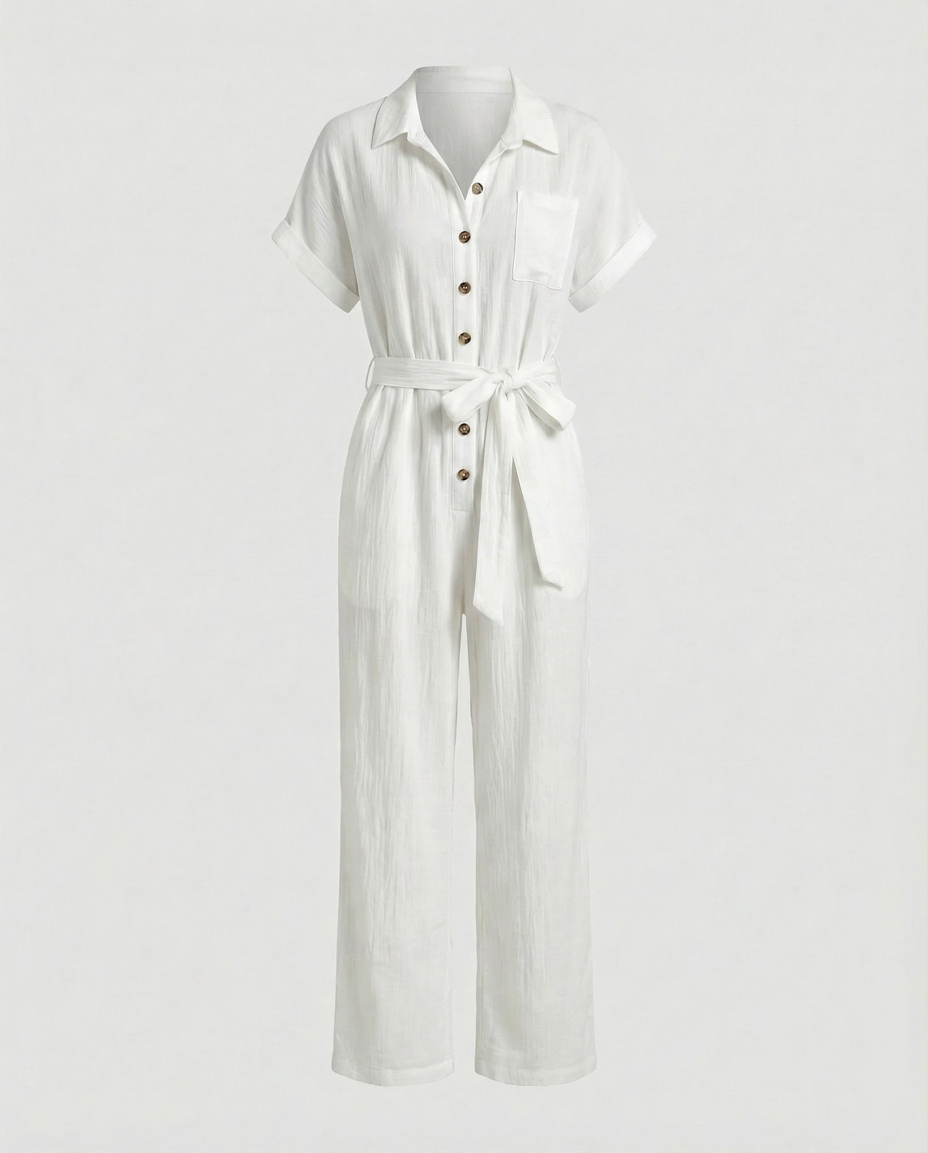 Damen Jumpsuit Palazzo mit Bindegürtel - Image 4
