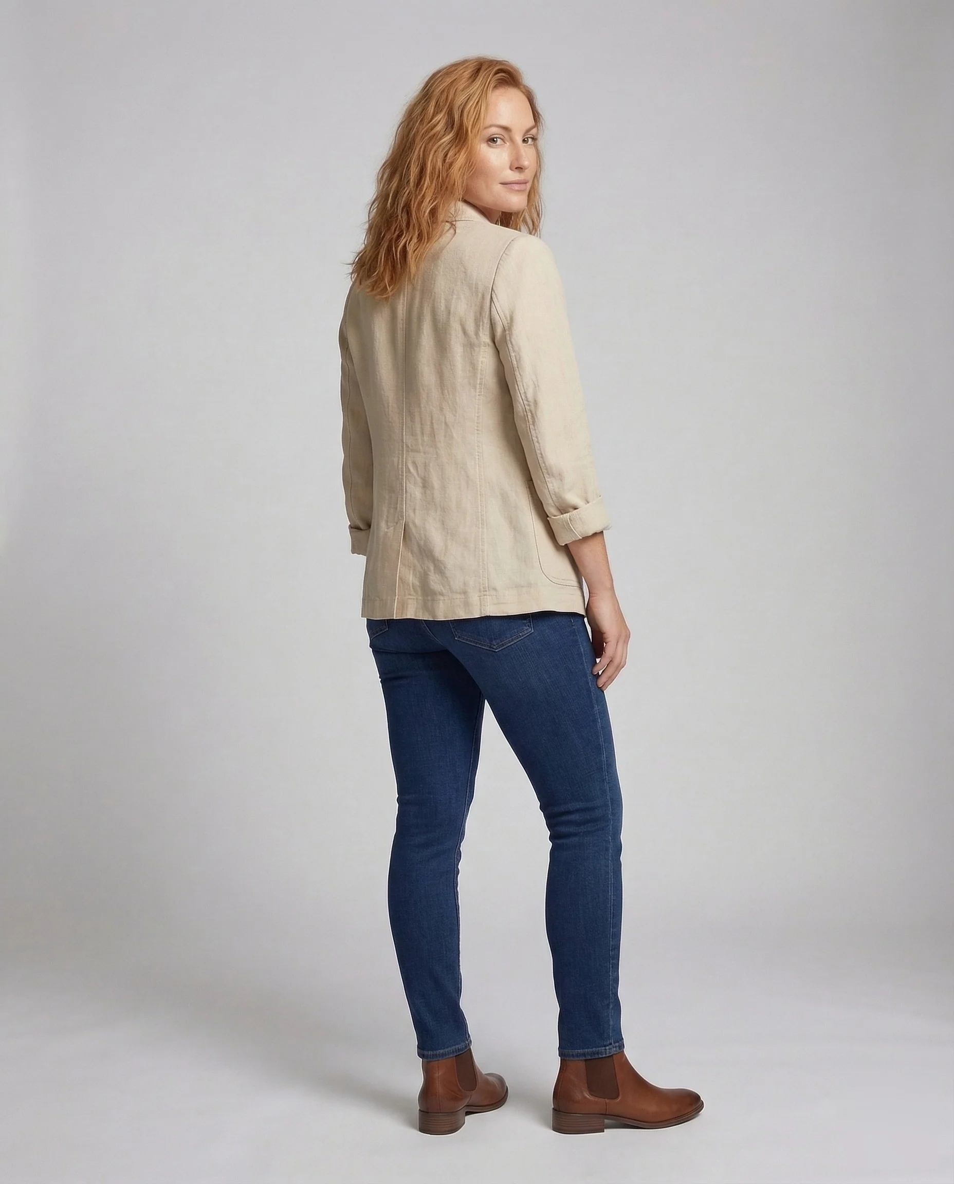 Damen Leinenblazer Revers - Image 4