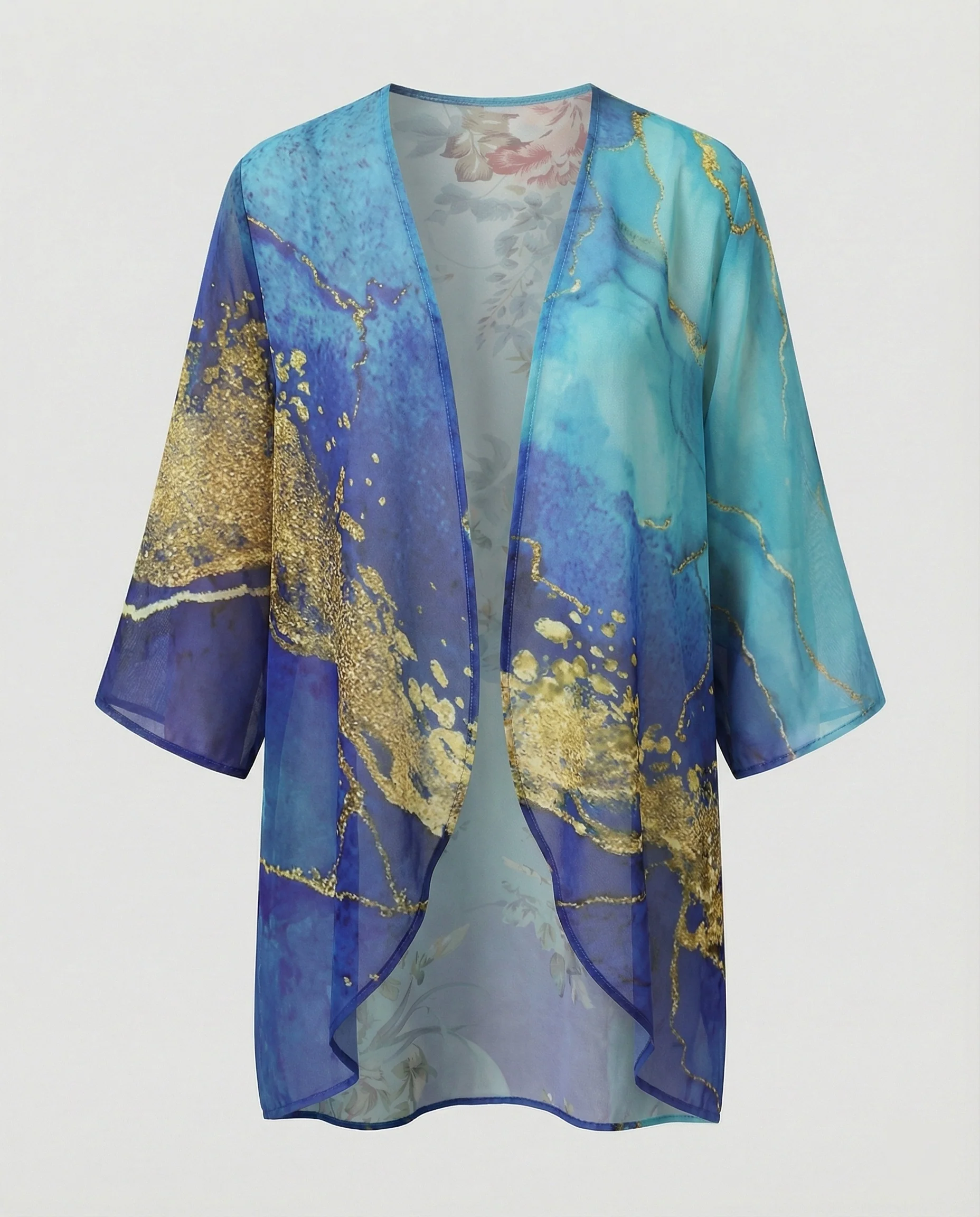 Offener Kimono Damen Floral - Image 17
