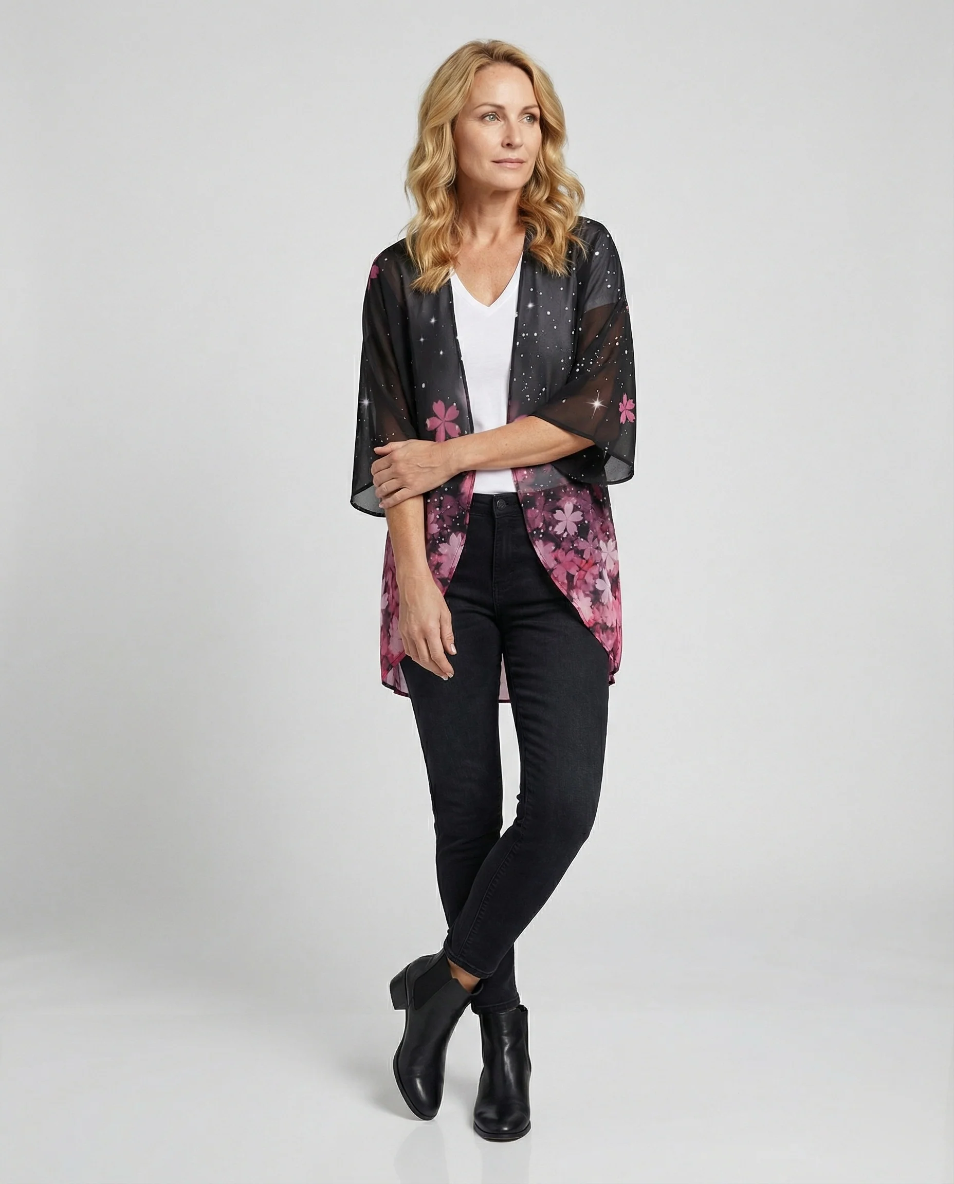Offener Kimono Damen Floral - Image 31