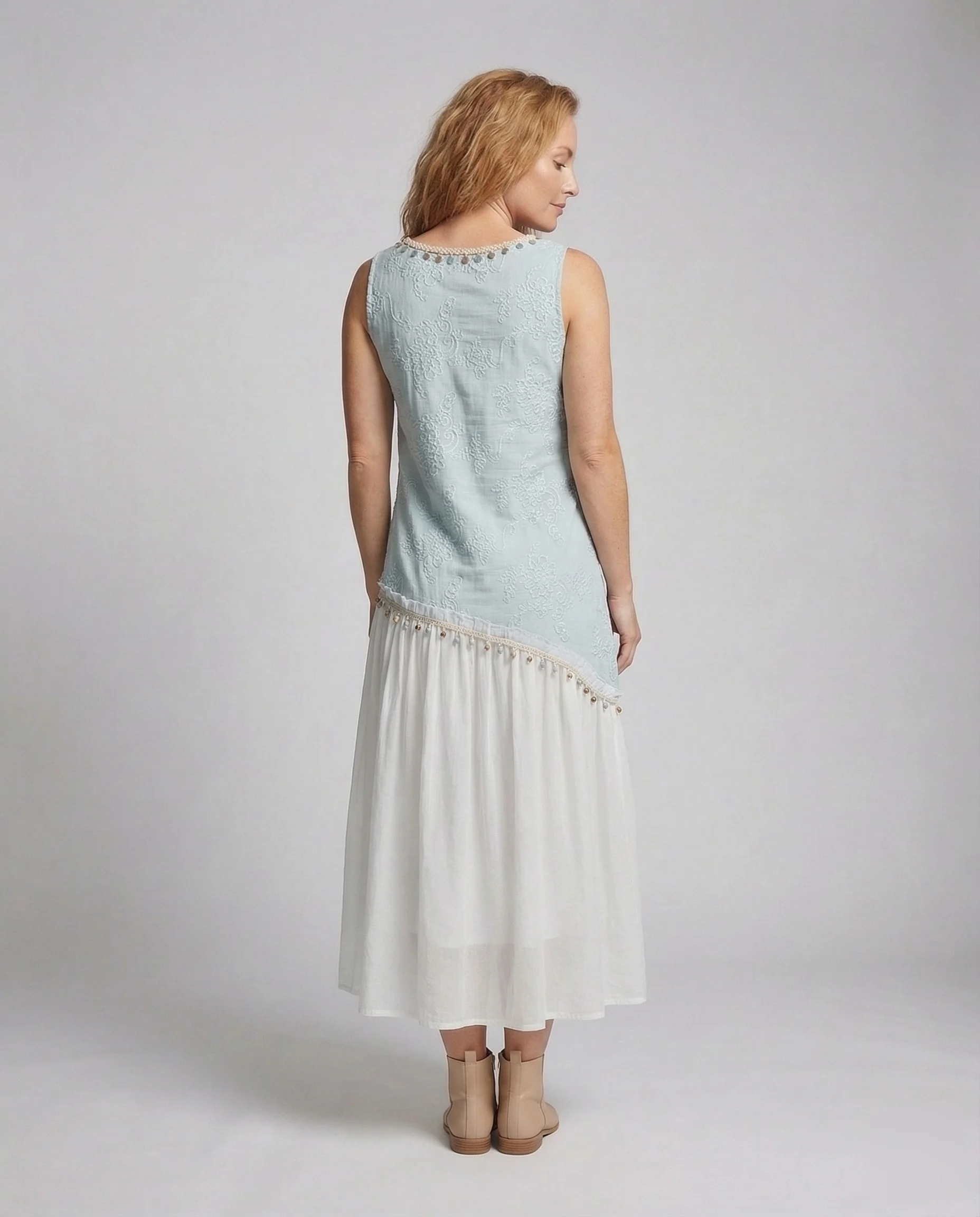 Damen Lagen Midikleid mit Häkeloberteil - Image 4