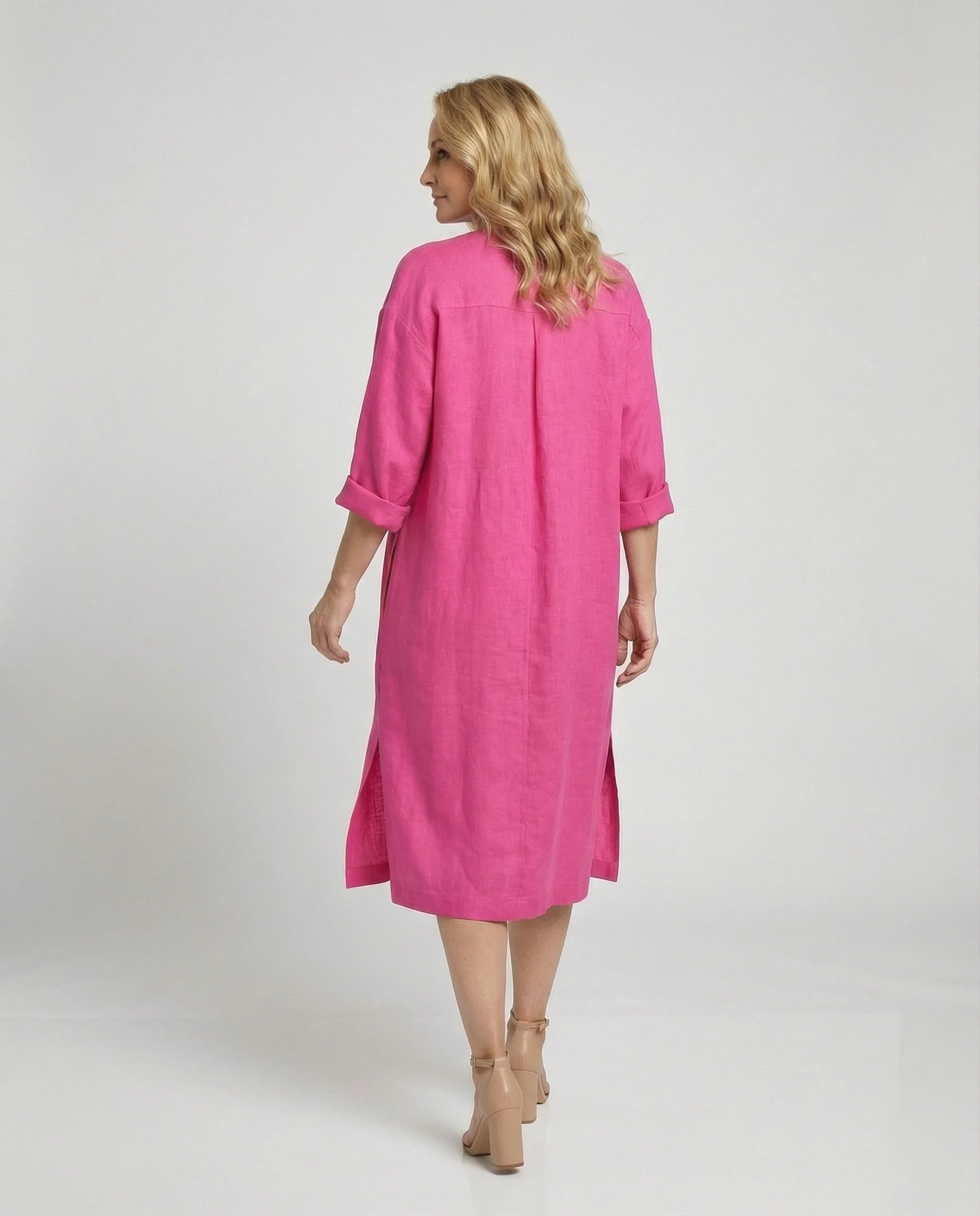 Leinen Freizeitkleid Damen Tunikakleid - Image 3