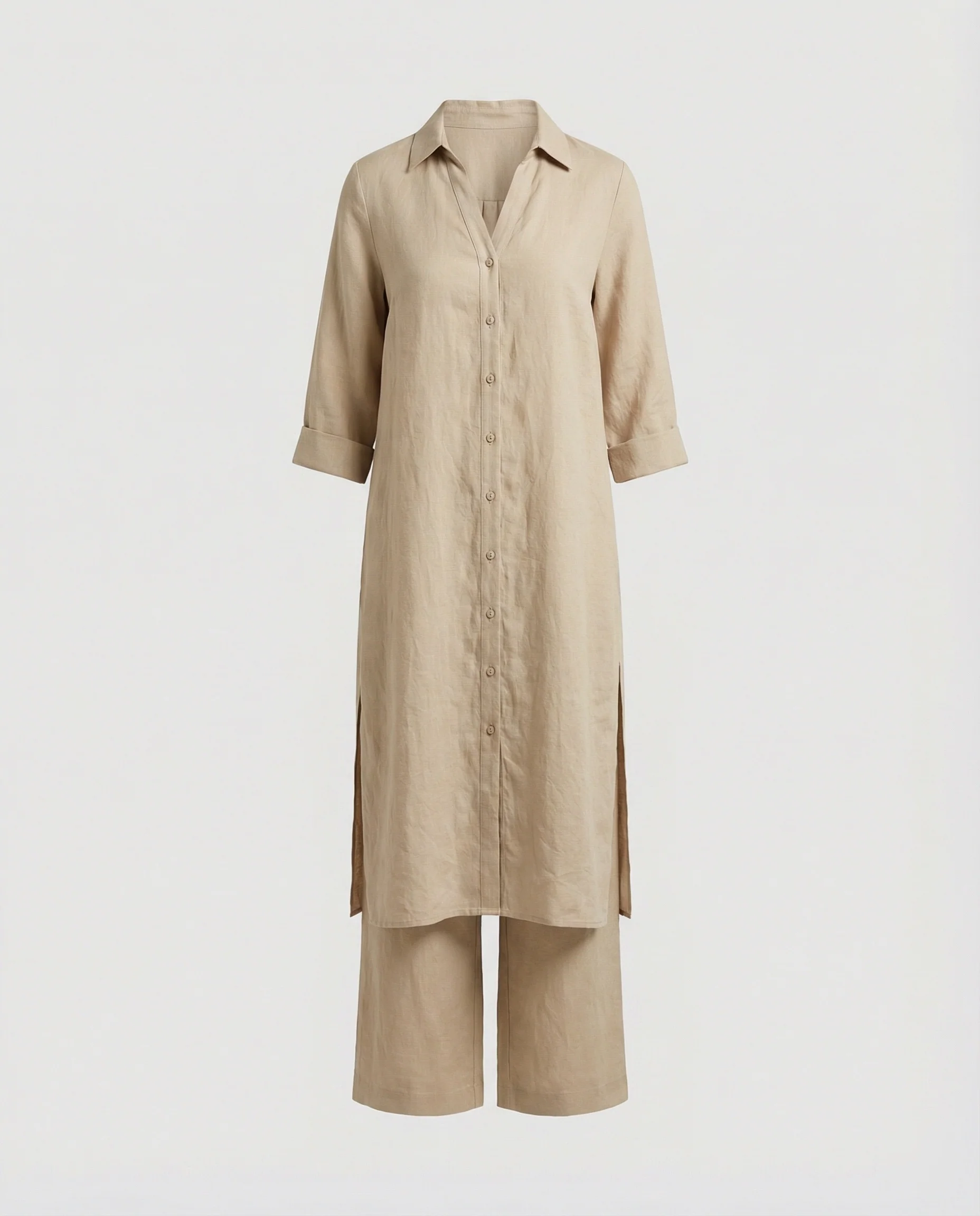Leinen Maxikleid Mit Knopfleiste Damen - Image 12