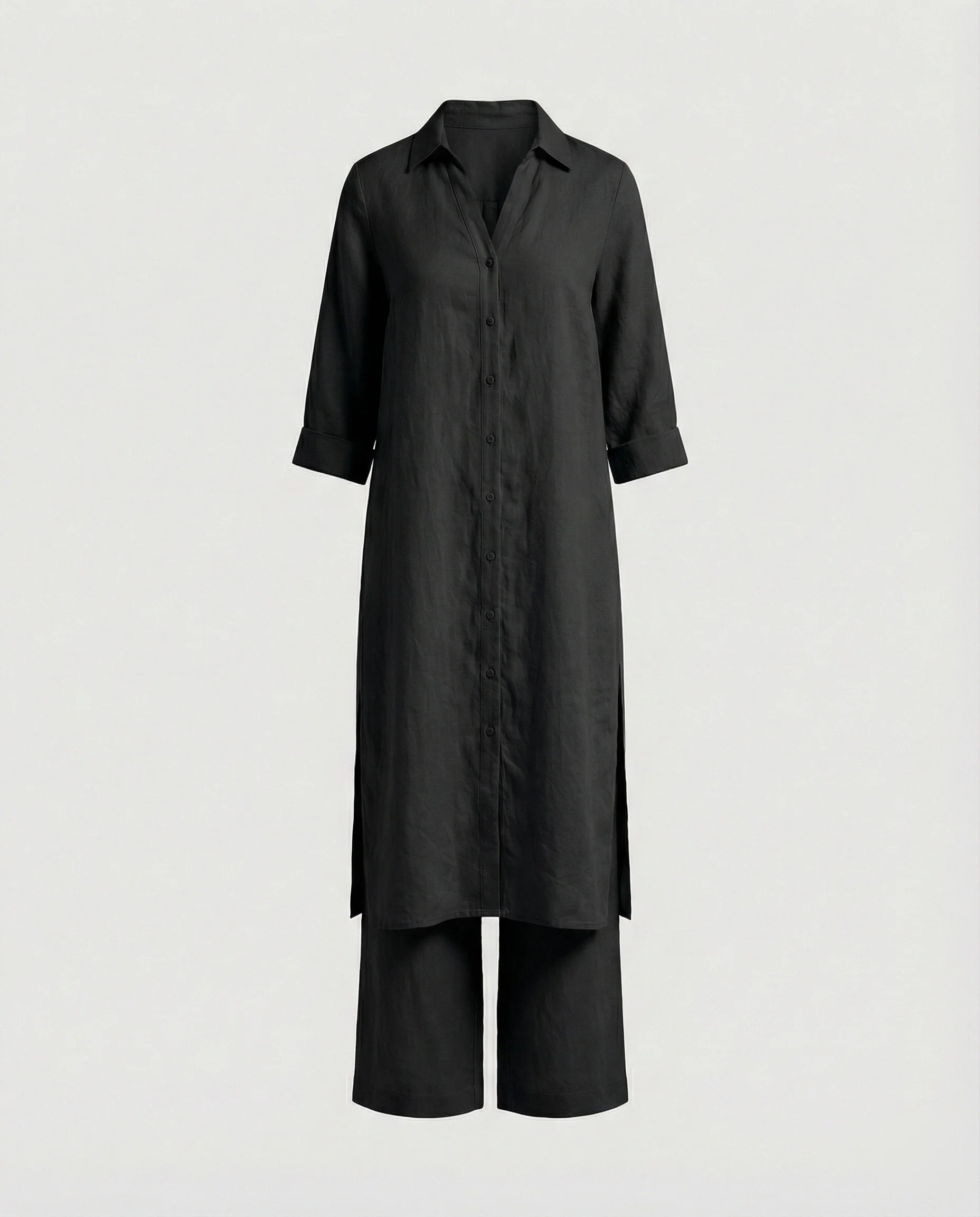 Leinen Maxikleid Mit Knopfleiste Damen - Image 5