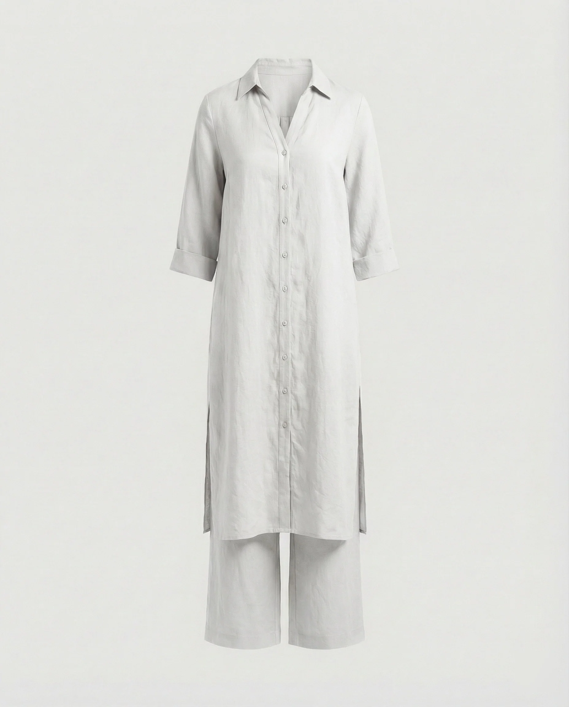 Leinen Maxikleid Mit Knopfleiste Damen - Image 6