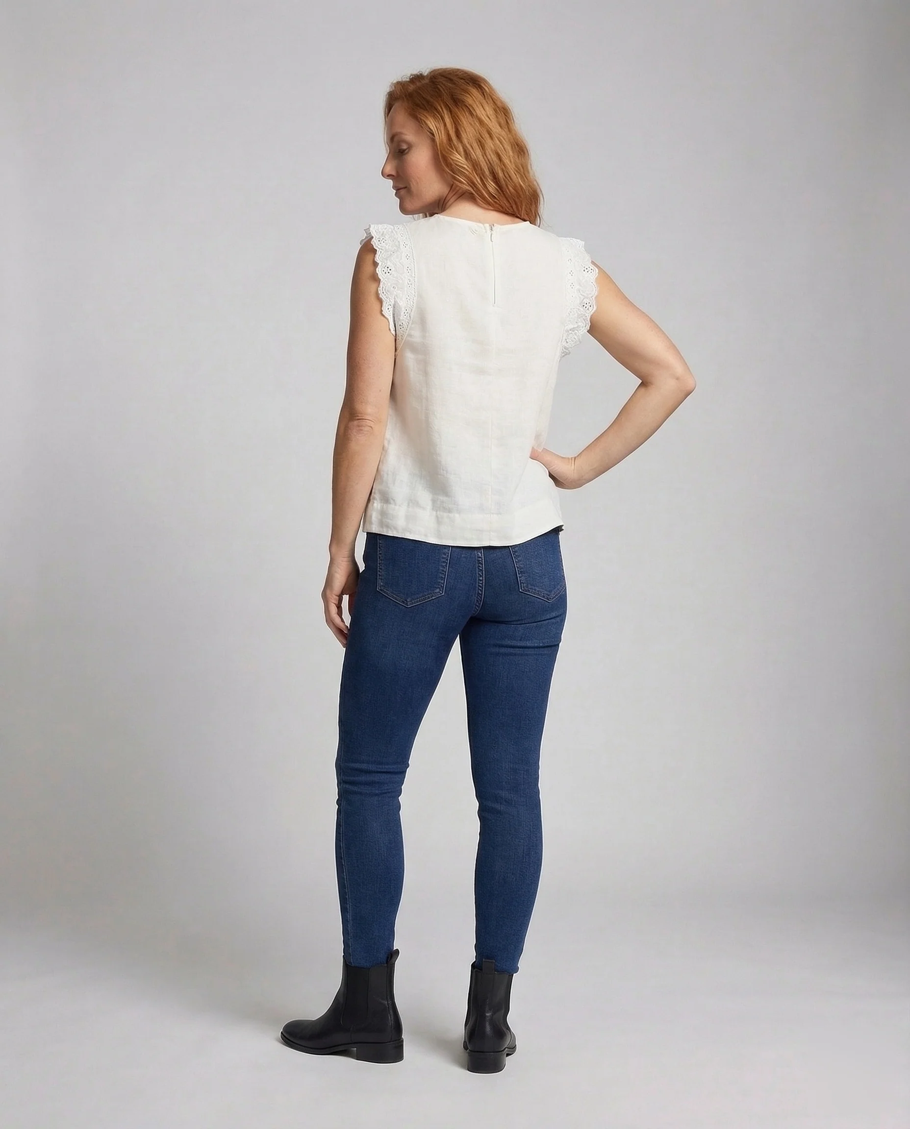 Damen Leinenmix Top mit Katzenprint - Image 4