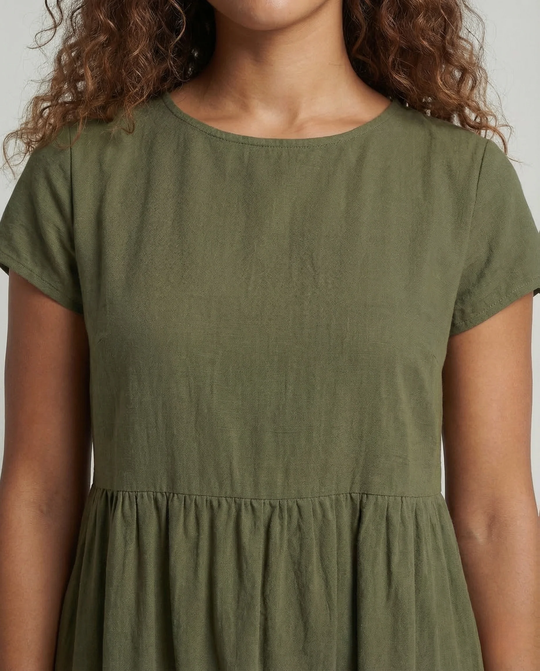 Damen Midikleid Empire Taille Taschen - Image 3