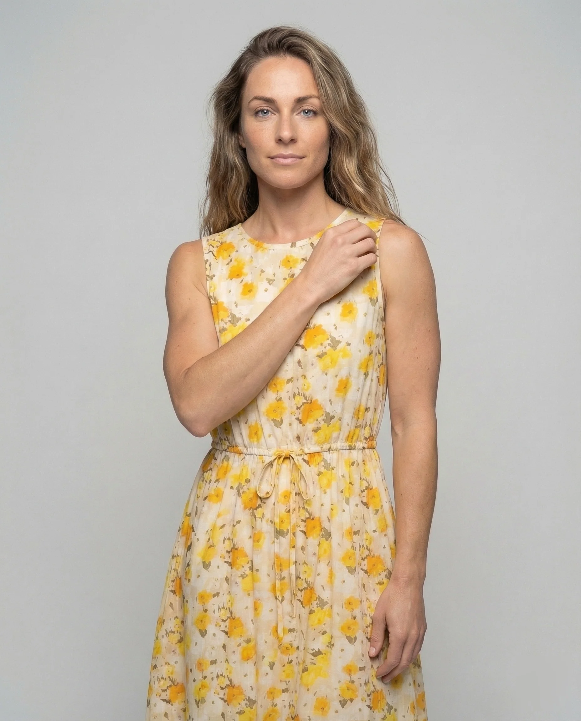 Damen Florales Midikleid mit Kordelzug Taille - Image 2