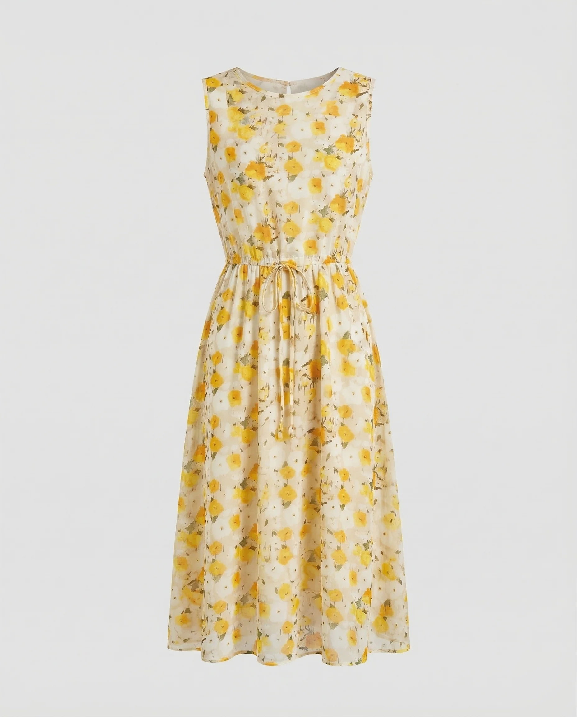 Damen Florales Midikleid mit Kordelzug Taille - Image 5