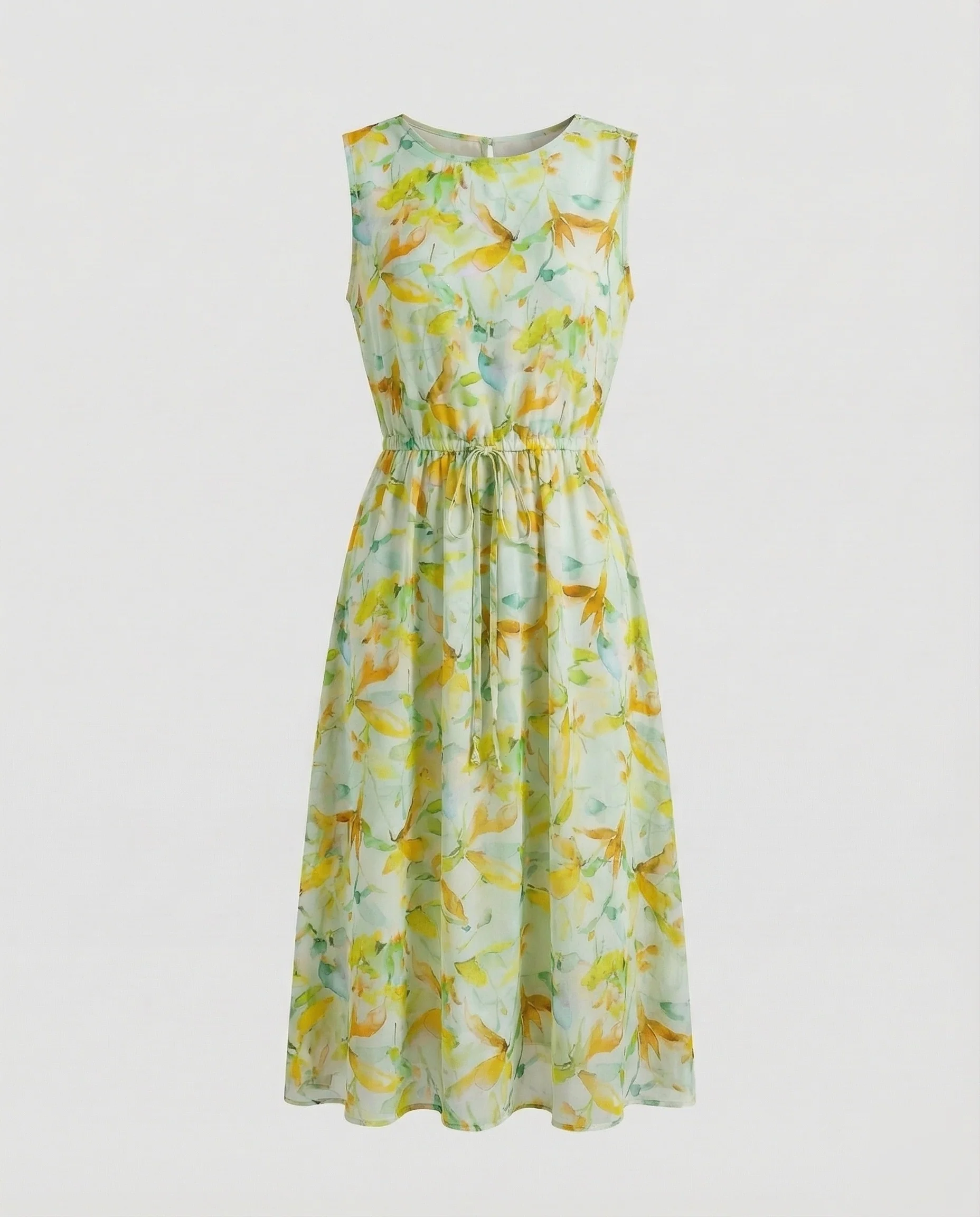 Damen Florales Midikleid mit Kordelzug Taille - Image 8