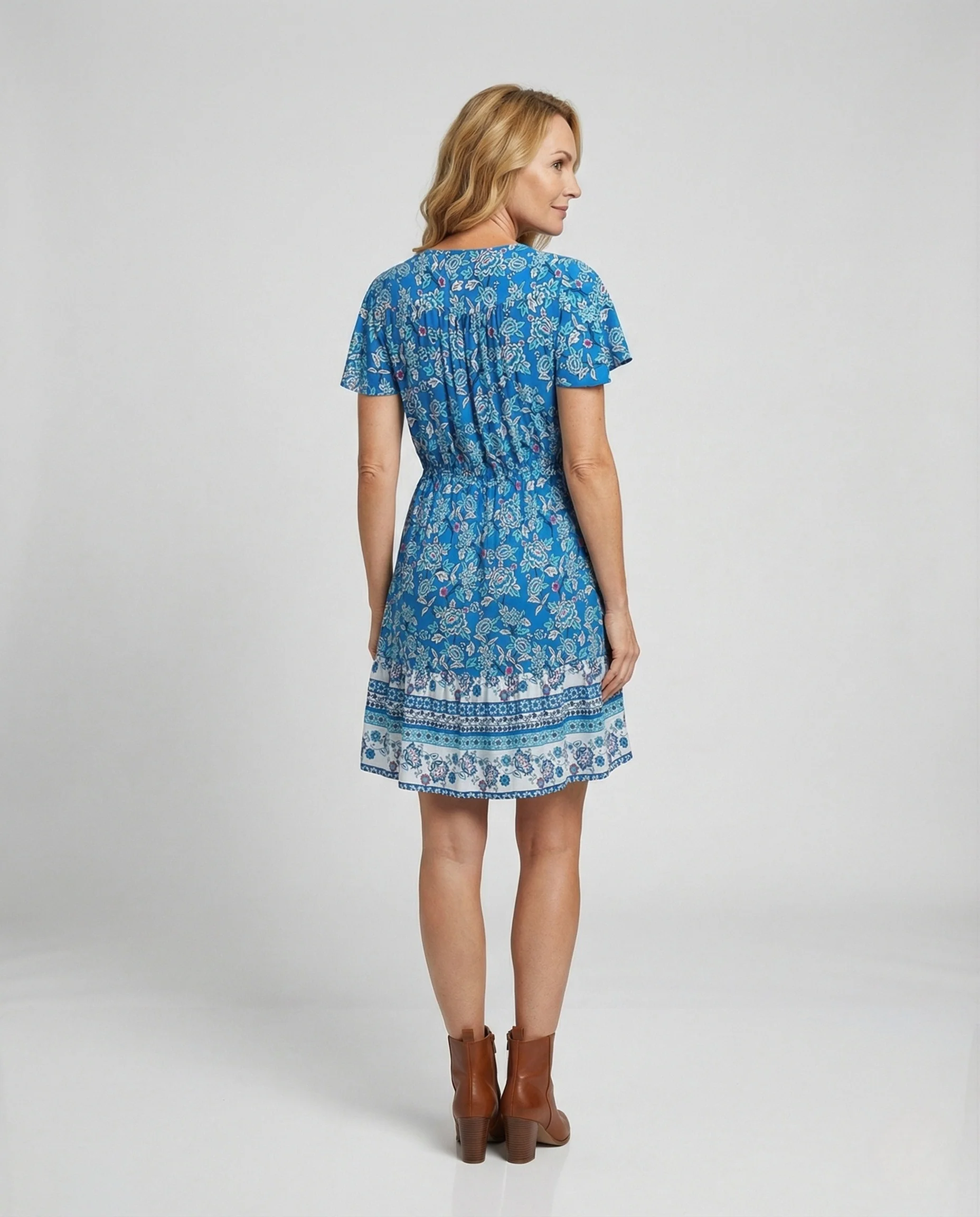 Damen Blumenkleid Sommer Bordüre - Image 3