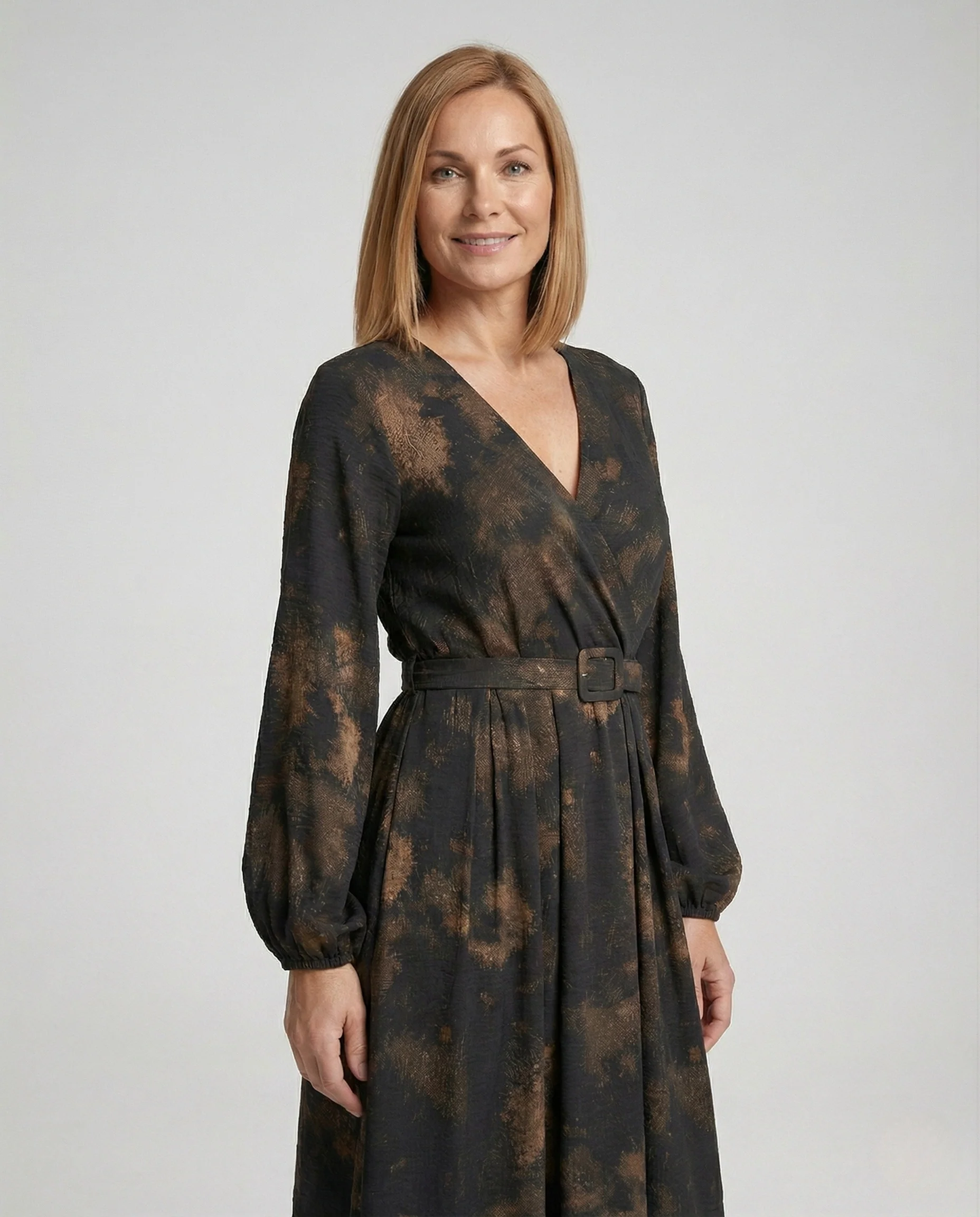 Freizeitkleid Damen Wickel Midikleid - Image 2