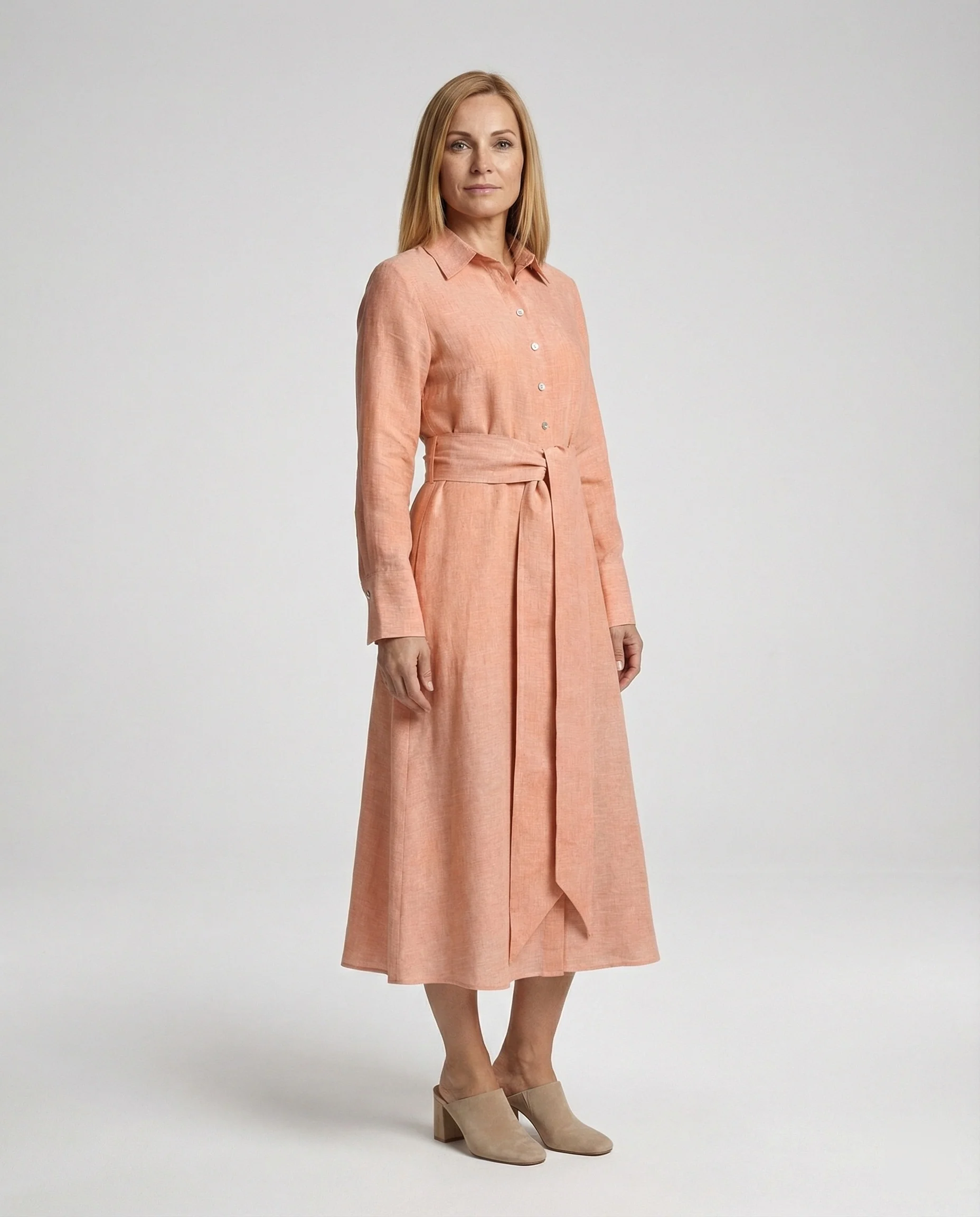 Leinen Freizeitkleid Damen Hemdkleid - Image 2