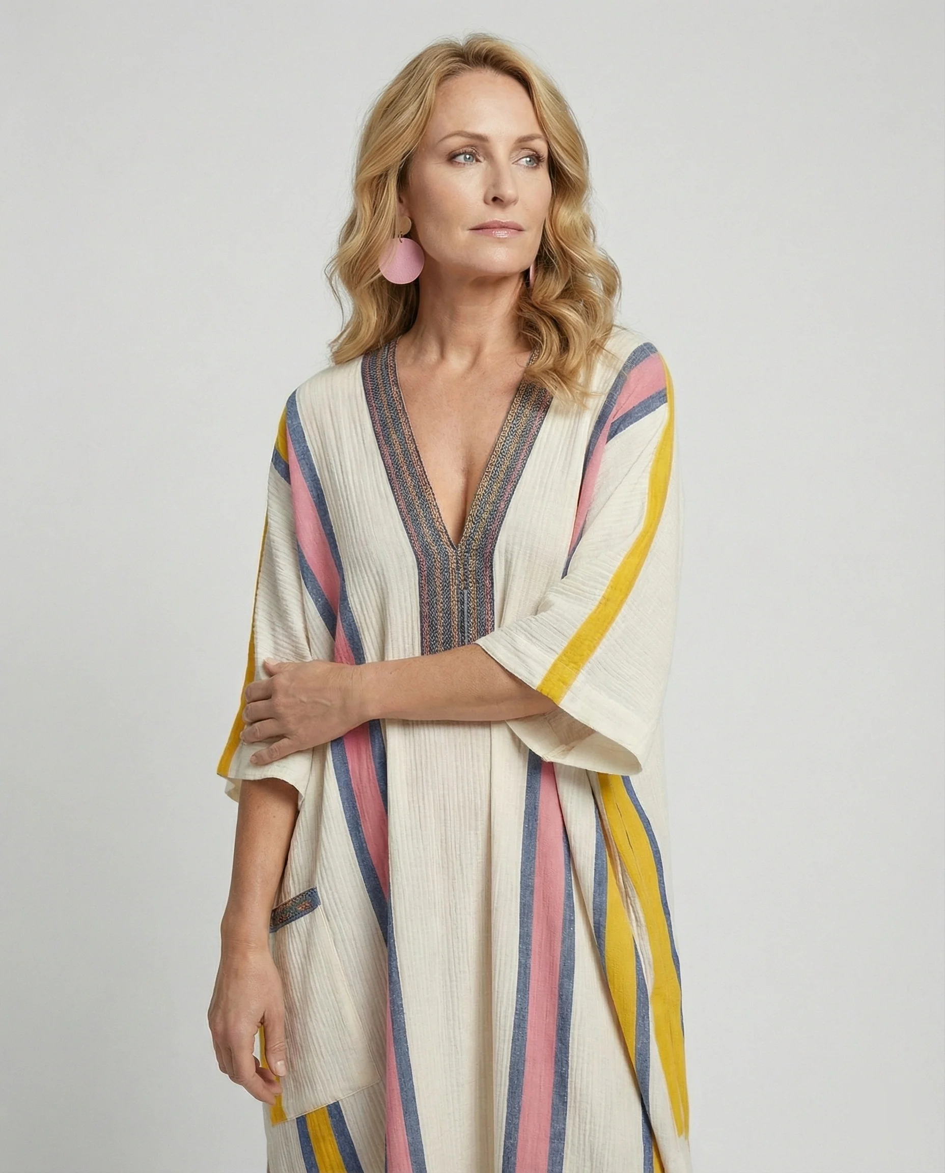 Leinen Kaftan Maxikleid Damen - Image 48