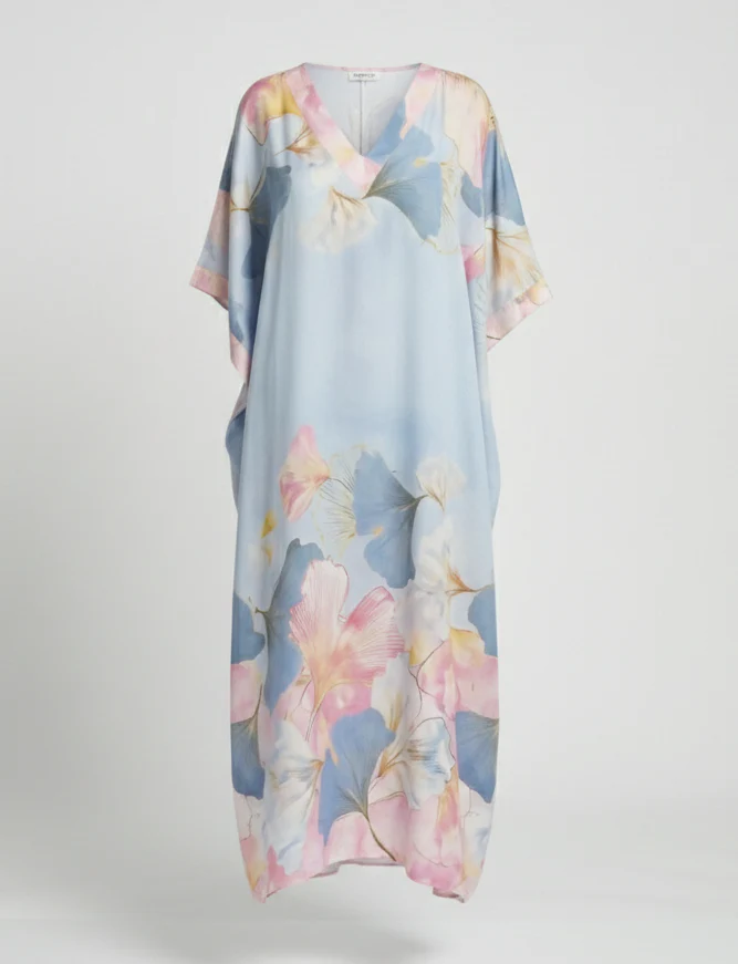 Damen Maxikleid Leinen Kaftan - Image 4