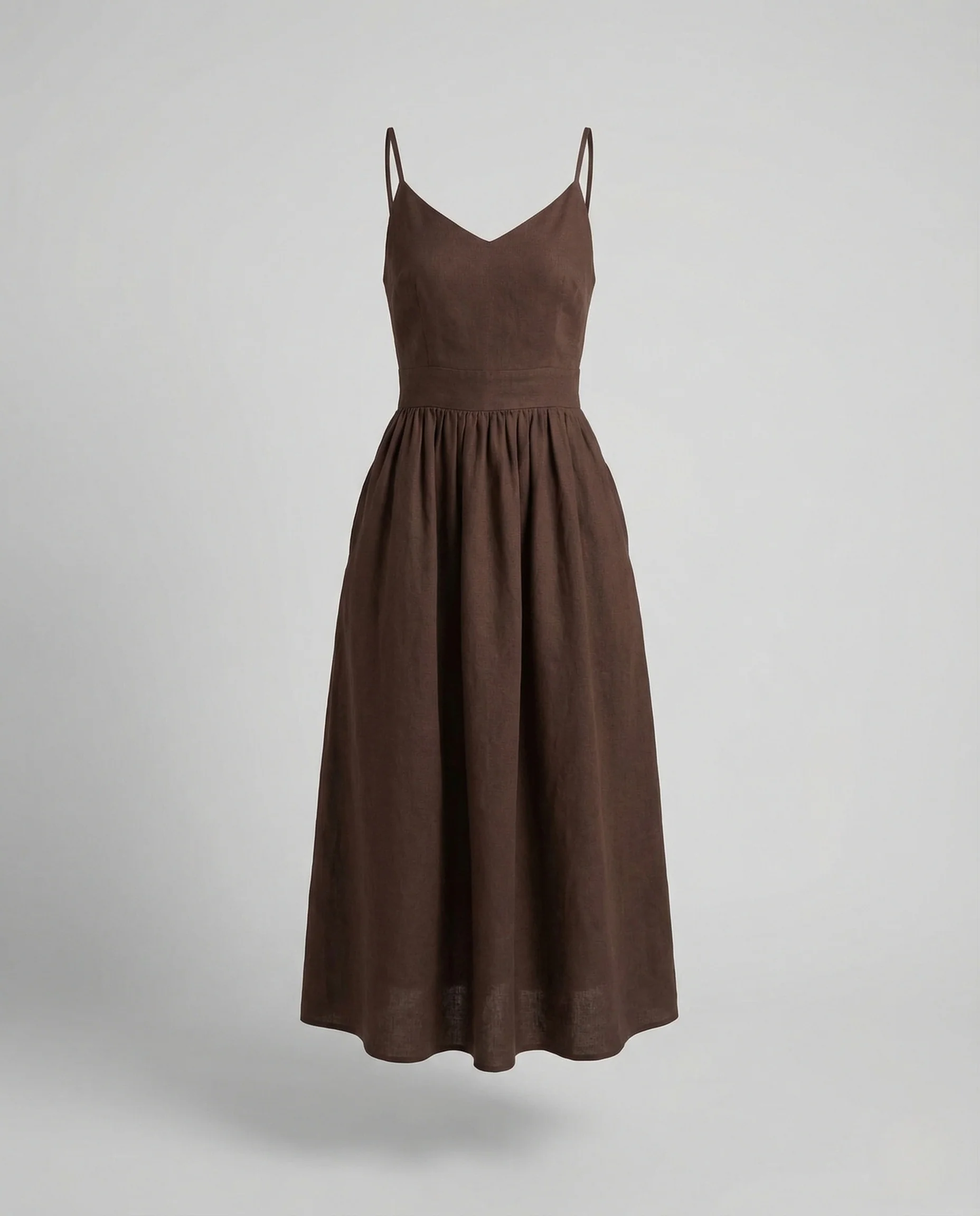 Damen Leinenoptik Midikleid mit Tellerrock - Image 5