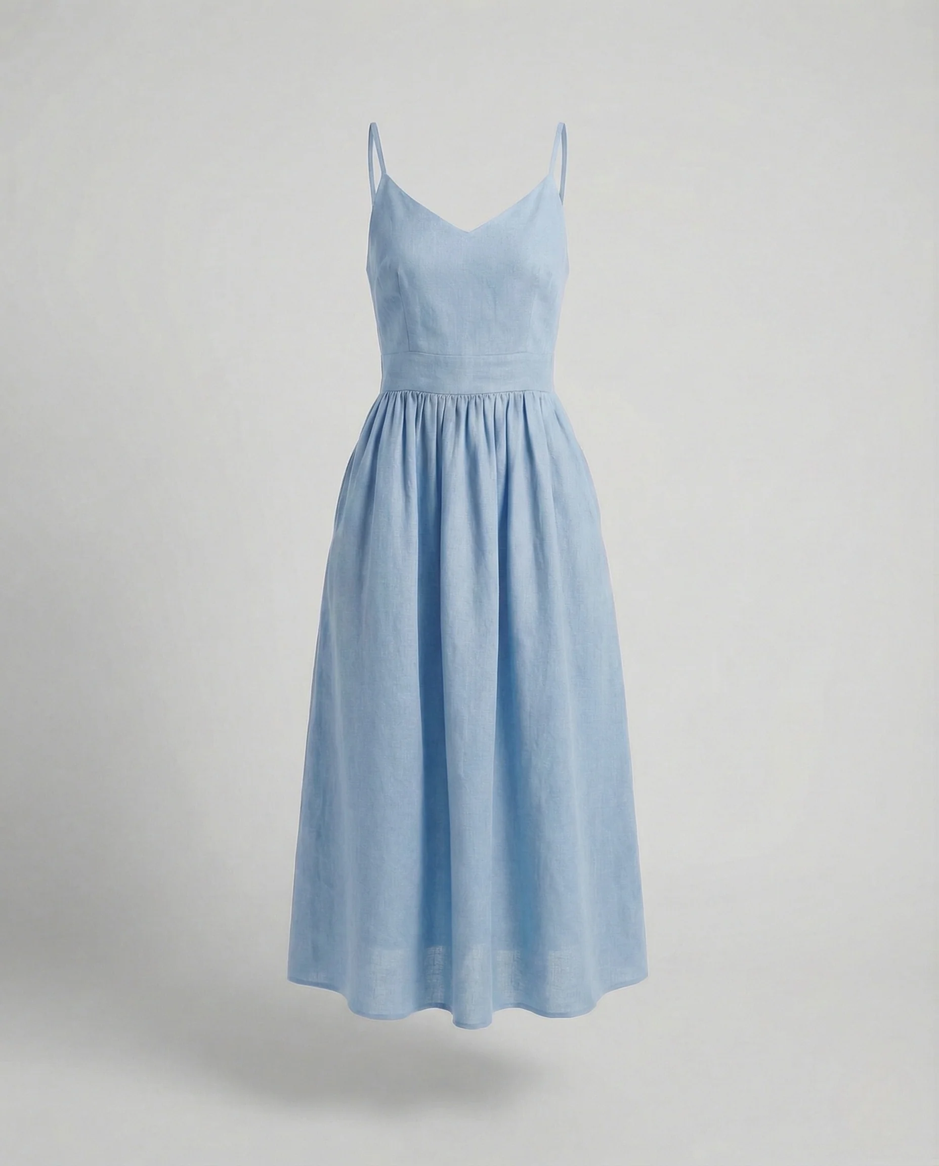 Damen Leinenoptik Midikleid mit Tellerrock - Image 8