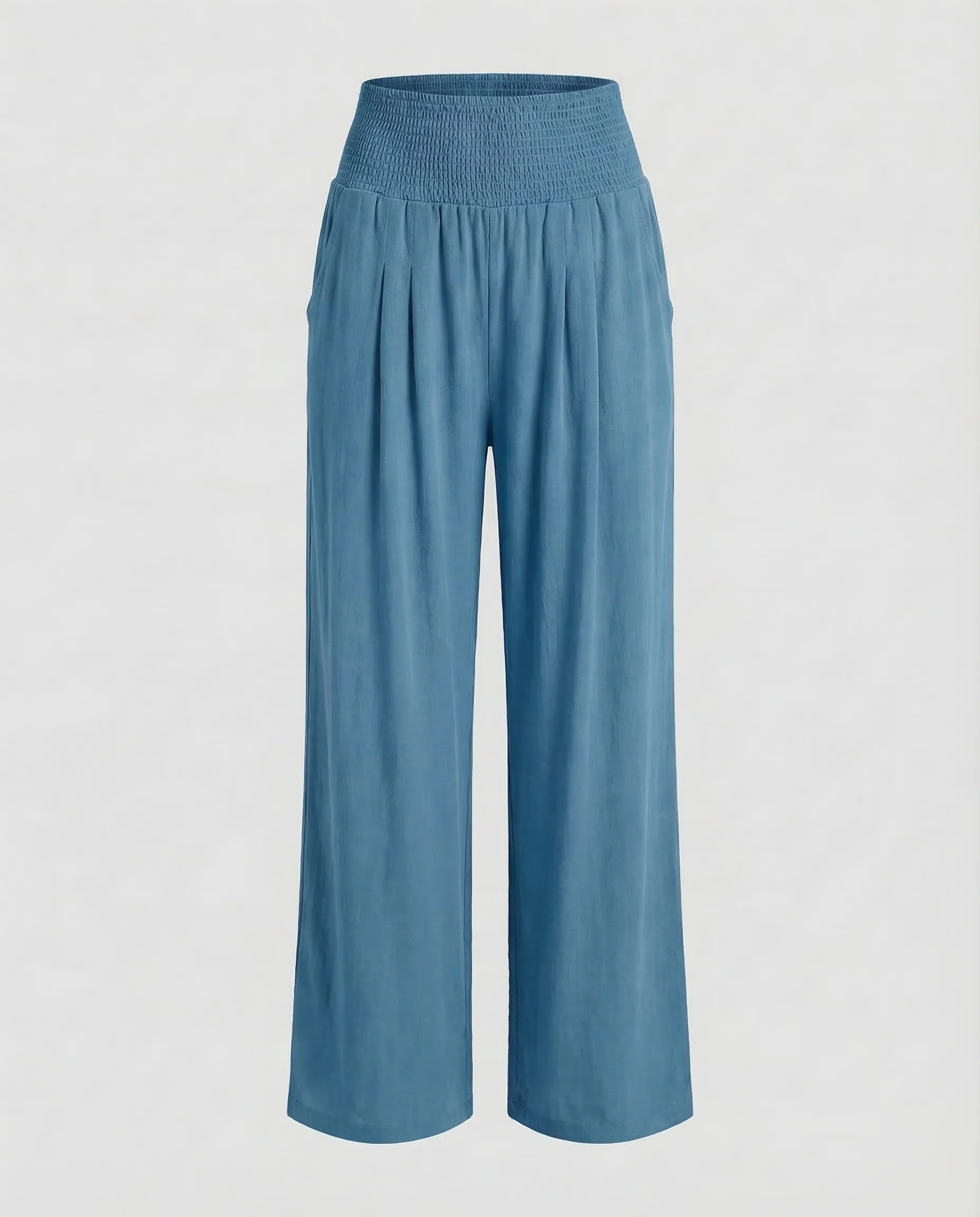 Damen Leinen Palazzo Hose Smokbund - Image 11