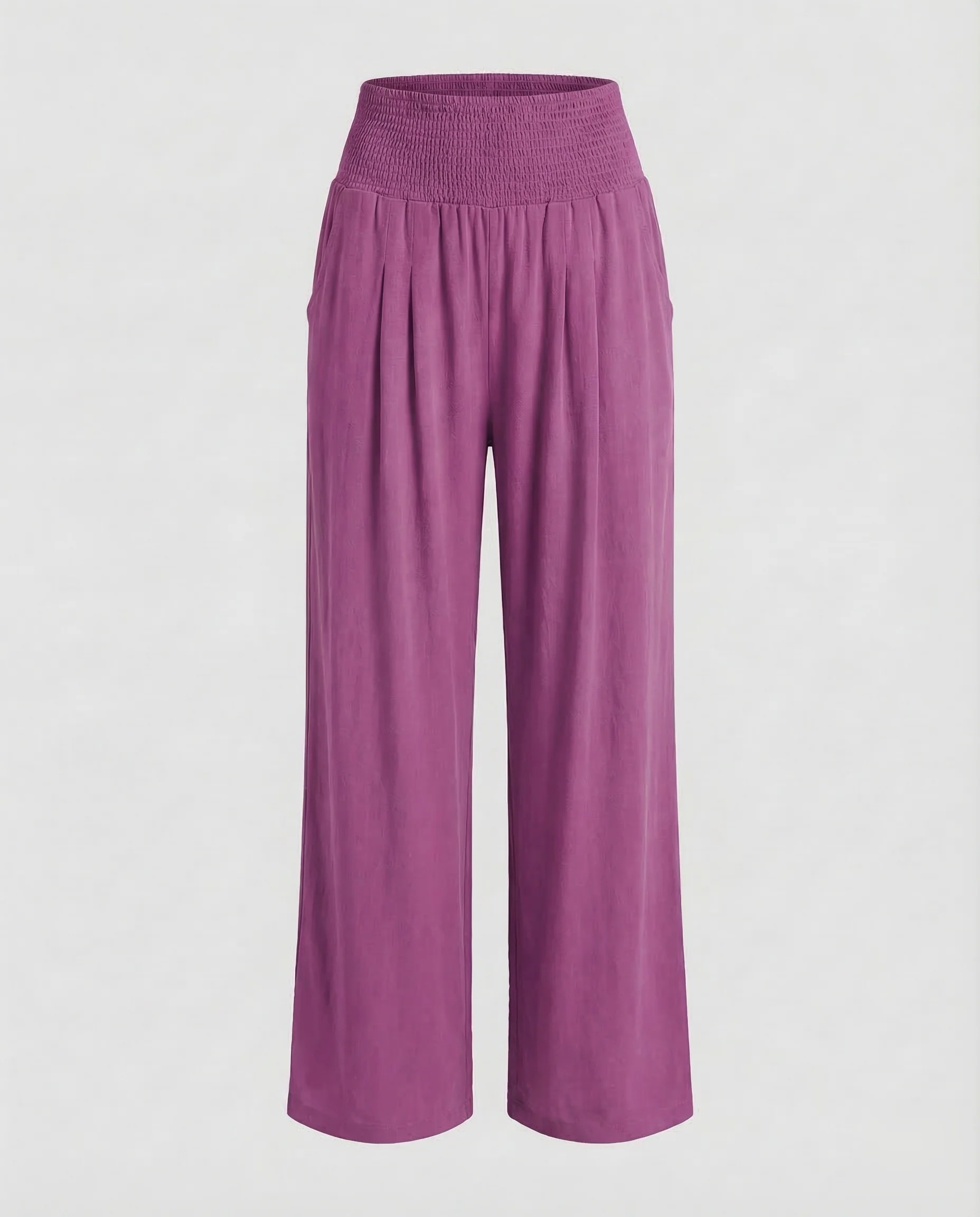 Damen Leinen Palazzo Hose Smokbund - Image 12