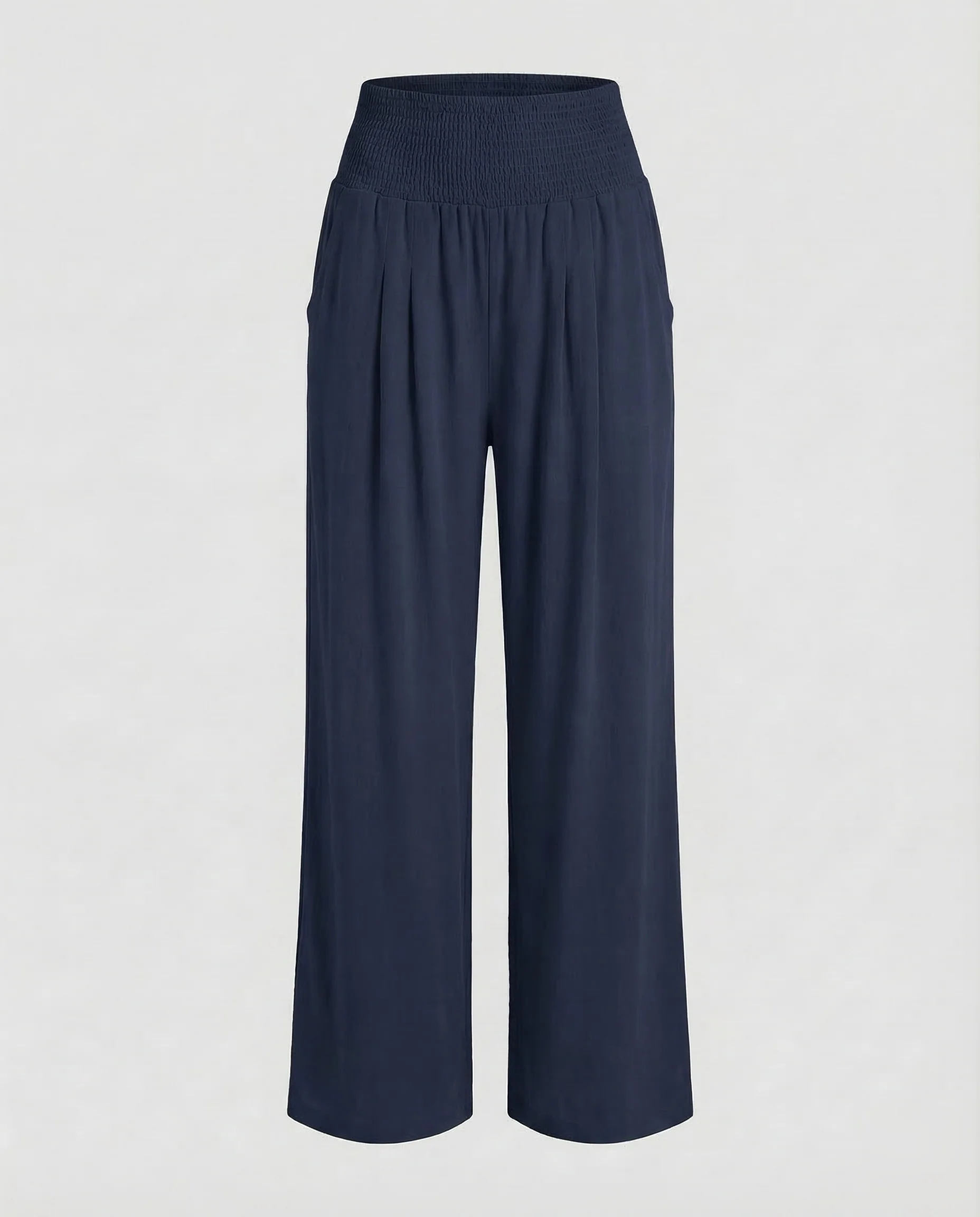 Damen Leinen Palazzo Hose Smokbund - Image 14